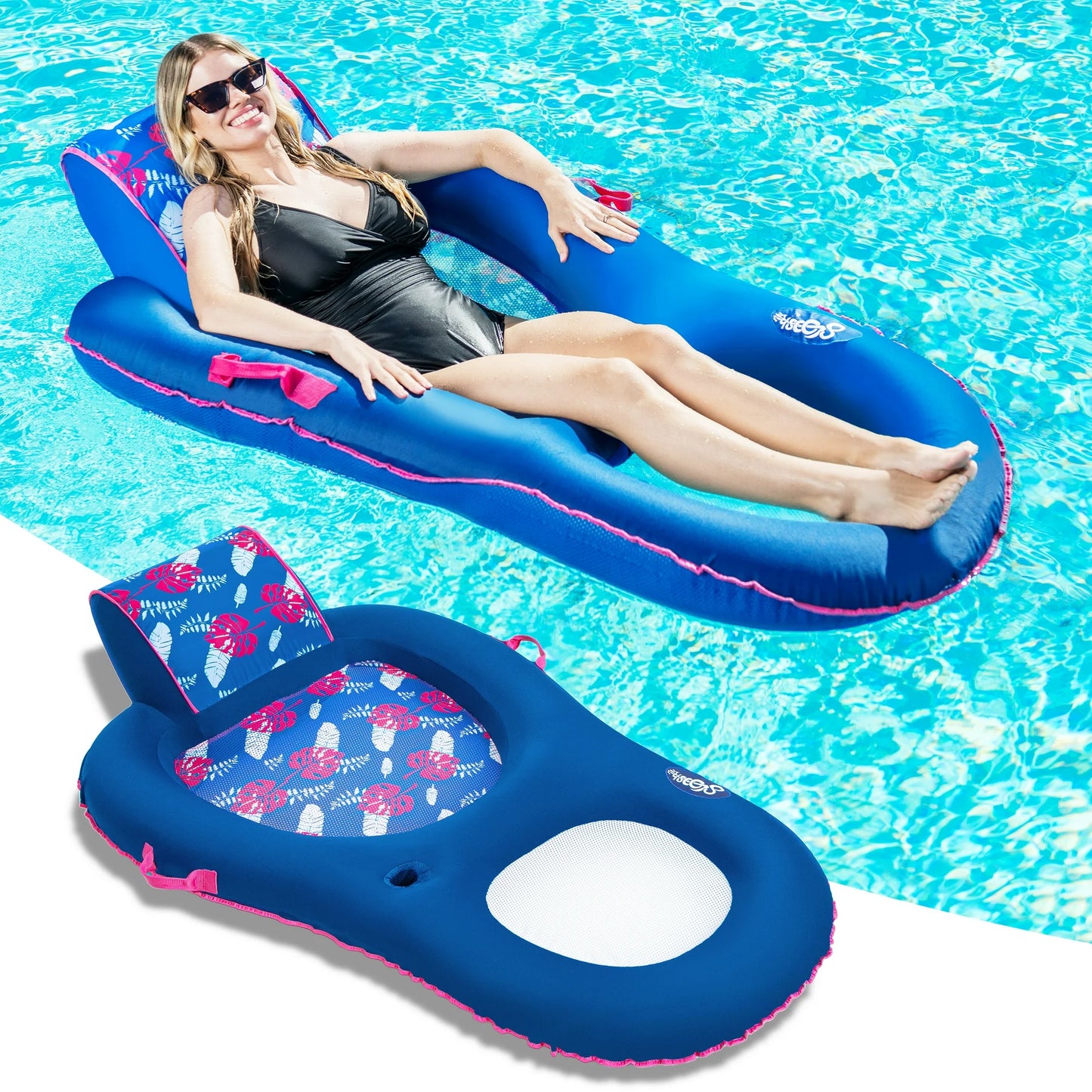 Syncfun Pool Floats Lounger, Inflatable Pool Float and Recliner with Headrest for Swimming Pool Party Toys, Pool Floaties for Adults