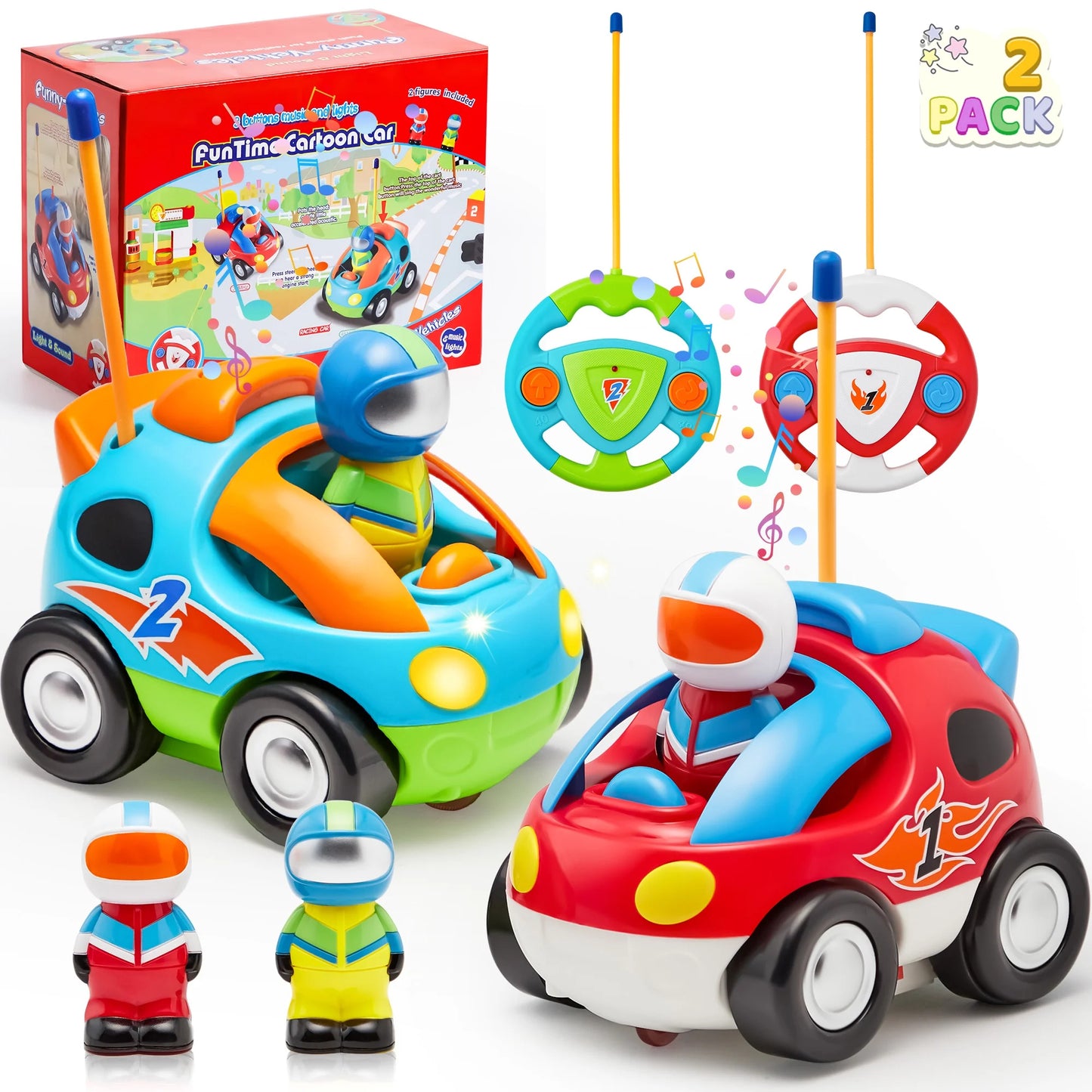 Joyfy Remote Control Car for Kids, Cartoon Race Car Toy for Boys, Toddlers Easter Basket Stuffers and Birthday Gift