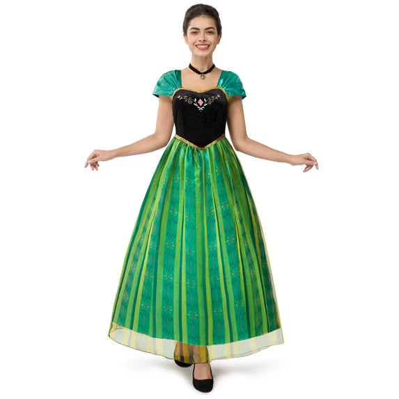 Syncfun Women Princess Costume, Green Dress Fairy with Necklace for Halloween Costume Party Dress Up Role Play M-XXL