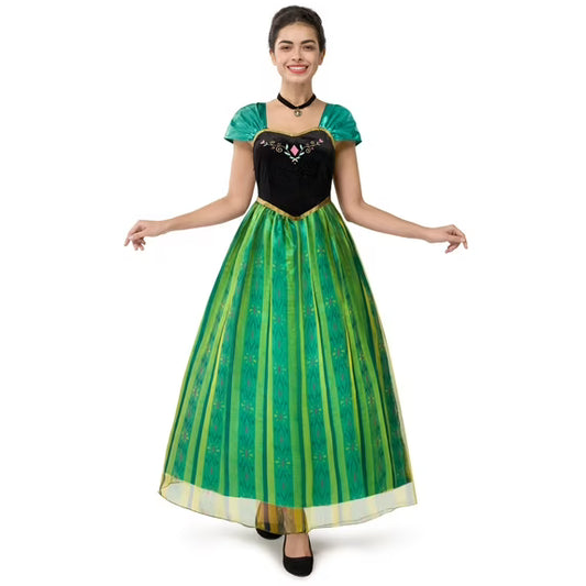 Syncfun Women Princess Costume, Green Dress Fairy with Necklace for Halloween Costume Party Dress Up Role Play M-XXL