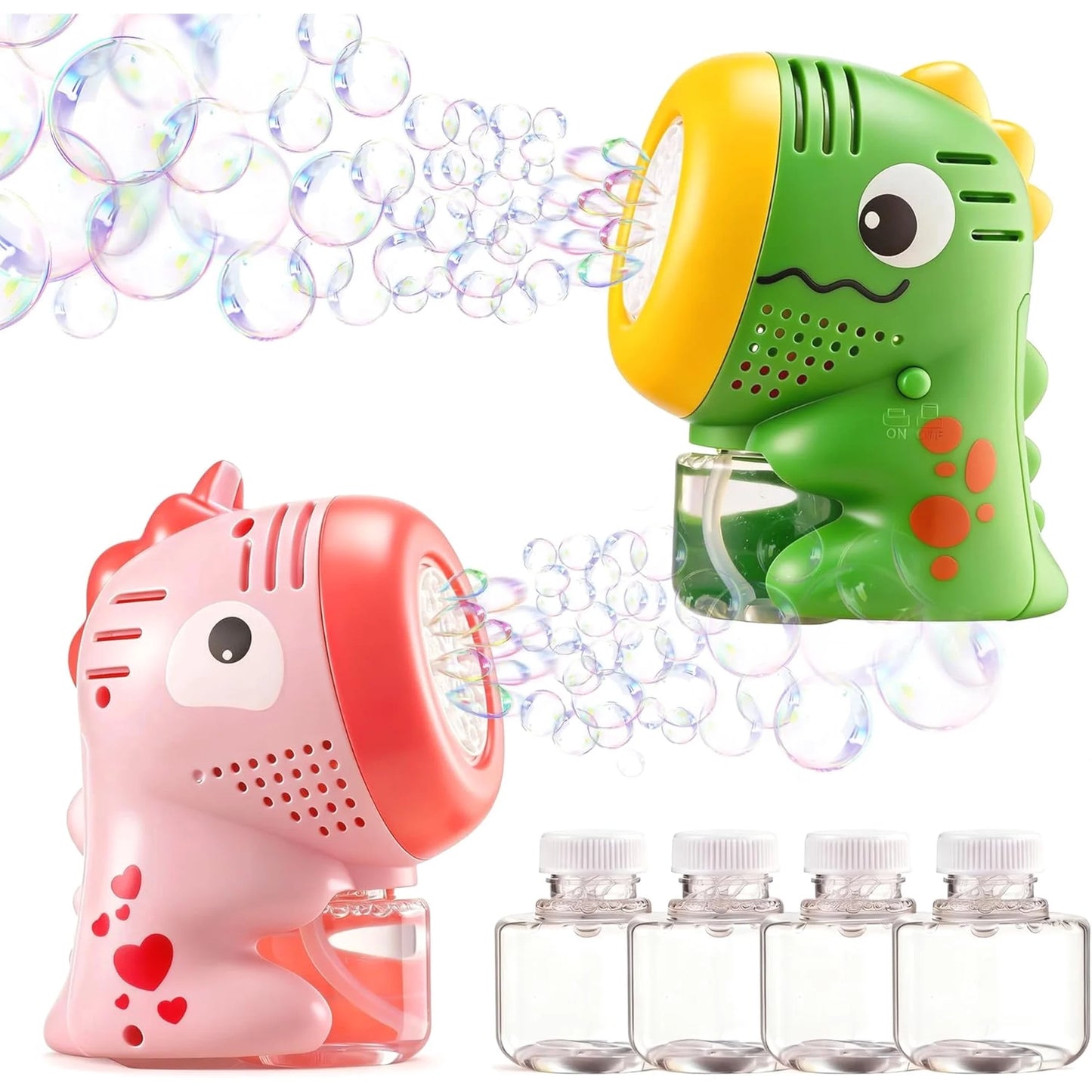 SYNCFUN 2 Pcs Dinosaur Unicorn Bubble Machines for Toddlers, Mini Bubble Blowers with Solution, Outdoor Summer Party Favors, Easter Birthday Gift for Kids