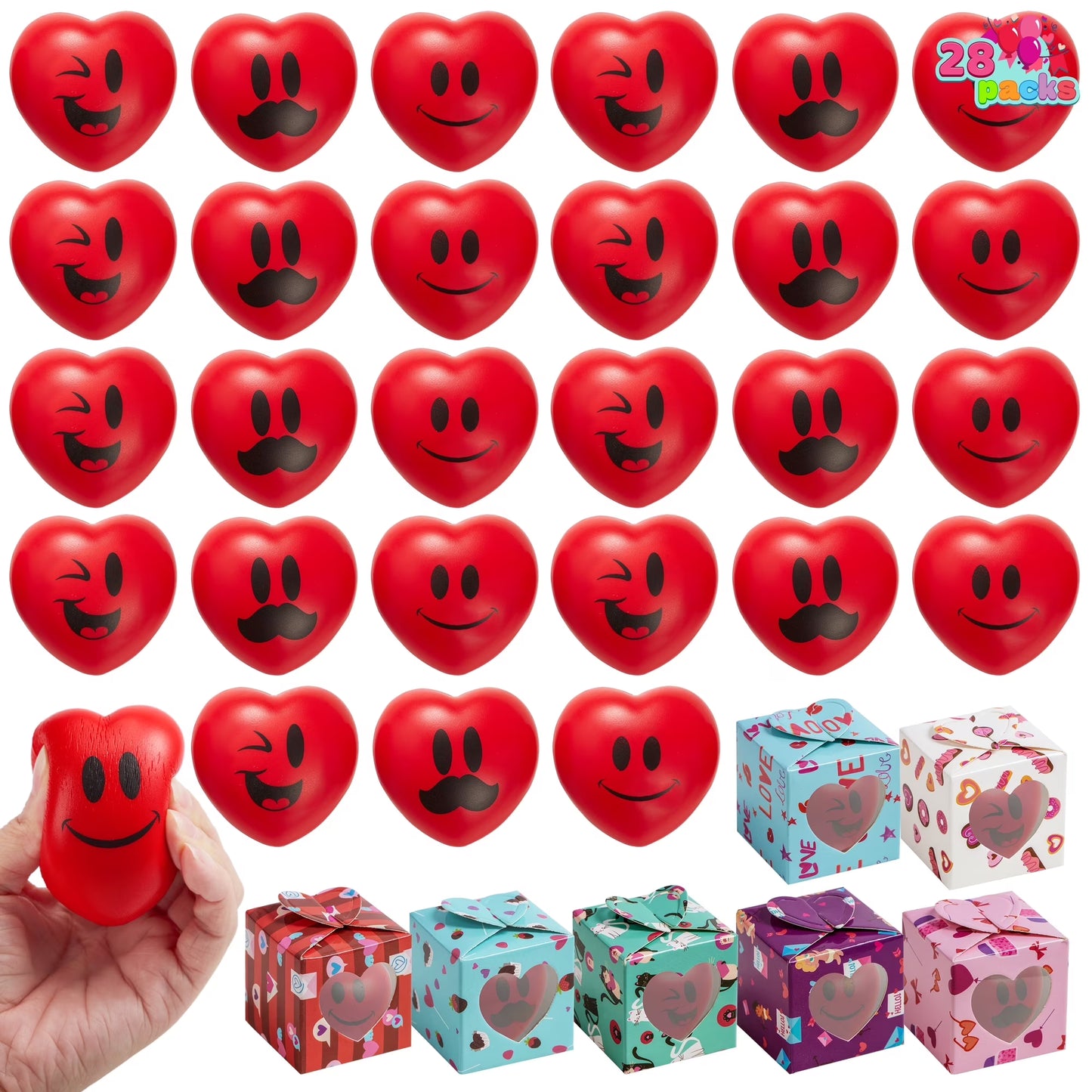 Joyfy Valentine 3D Box with Heart Shaped Mochi, 28 packs