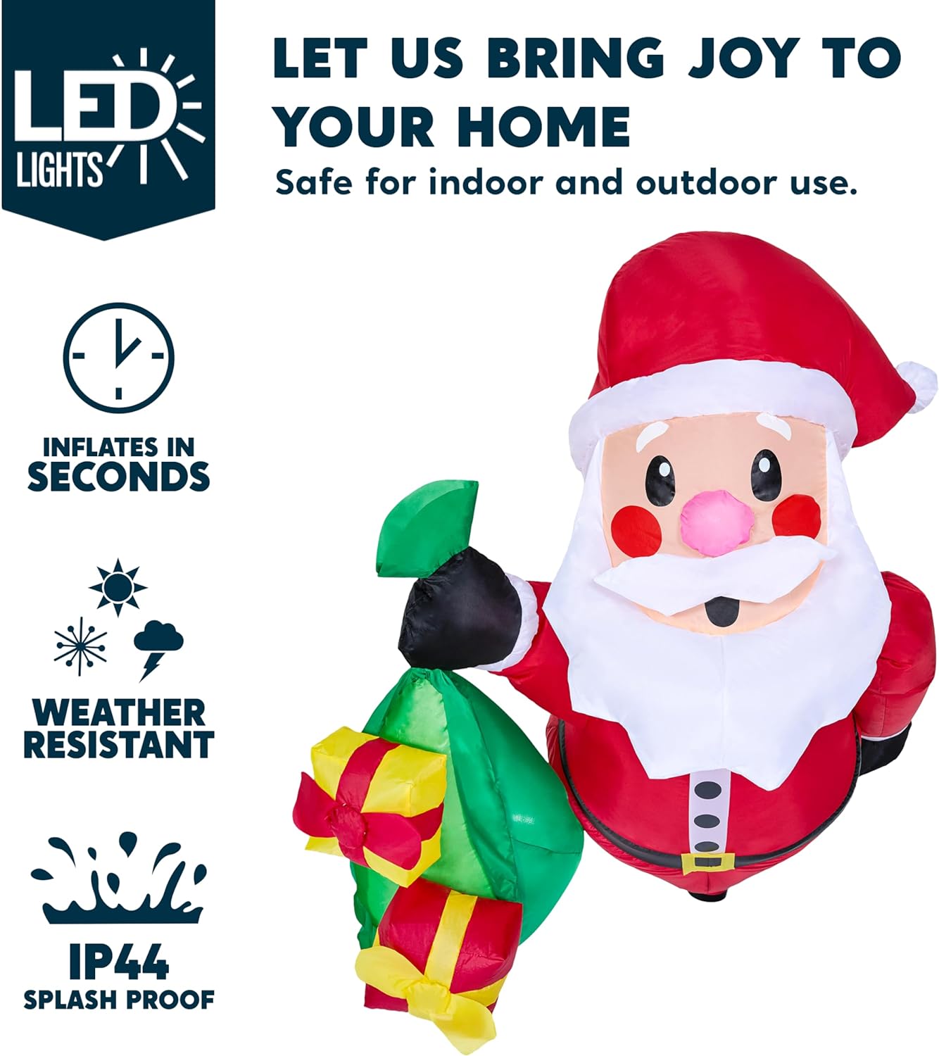 Syncfun 3.5 FT Christmas Inflatables Window Outdoor Decorations,Santa with Gift Bags Broke Out from Window Blow Ups Yard with Built-in LEDs for Holiday Party Garden Lawn Decor