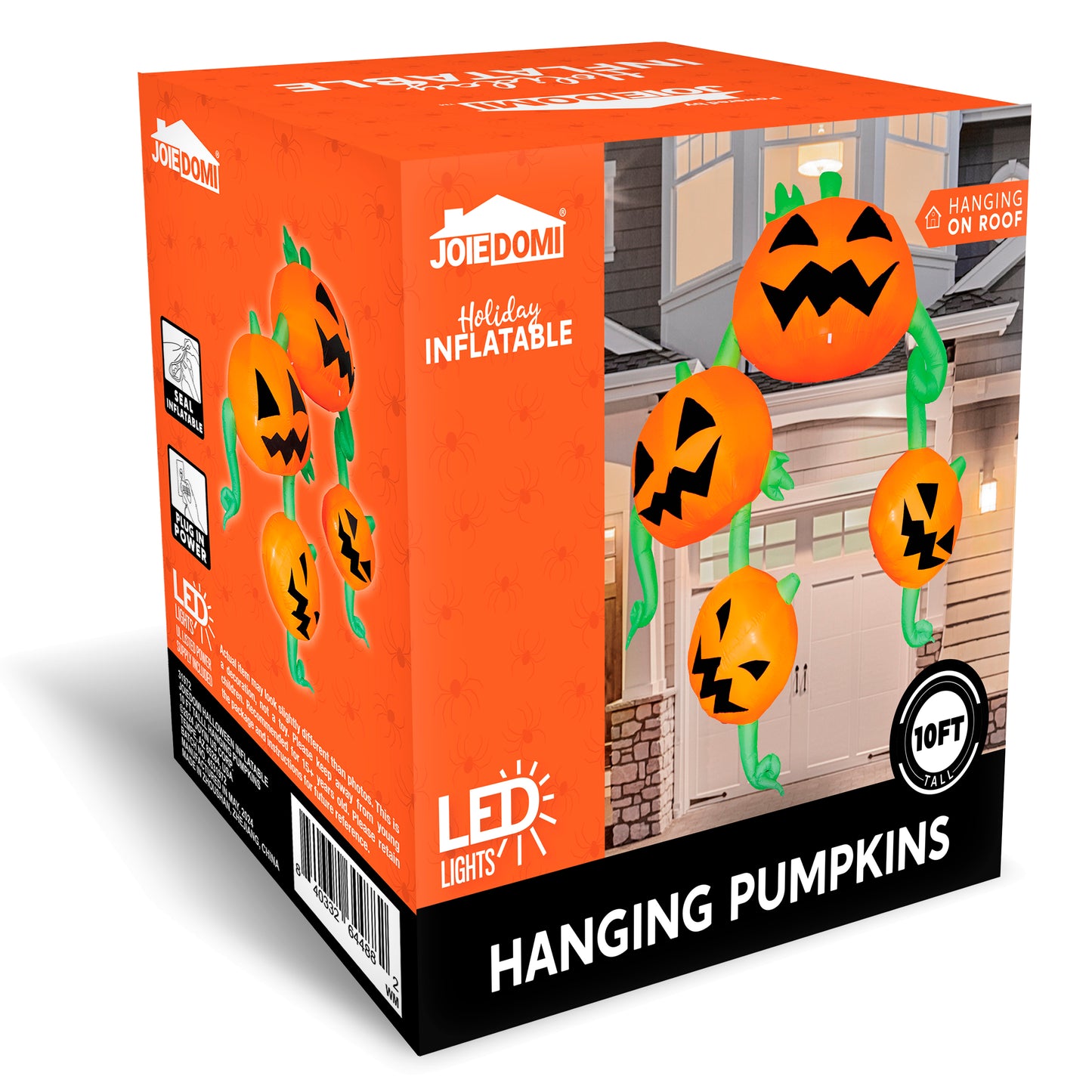Syncfun 10 FT Halloween Inflatable Giant Pumpkins Hanging on The Roof Decoration with Built-in LEDs,Halloween Decorations Outdoor Blow Up Yard Lawn Decoration
