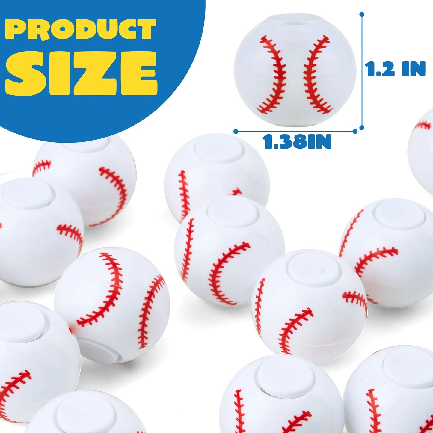 36 Pack Baseball Party Favors for Kids Fidget Spinners Balls Fidget Toys Bulk, Goodie Bags Stuffers, Treasure Box Toys for Classroom, School Reward