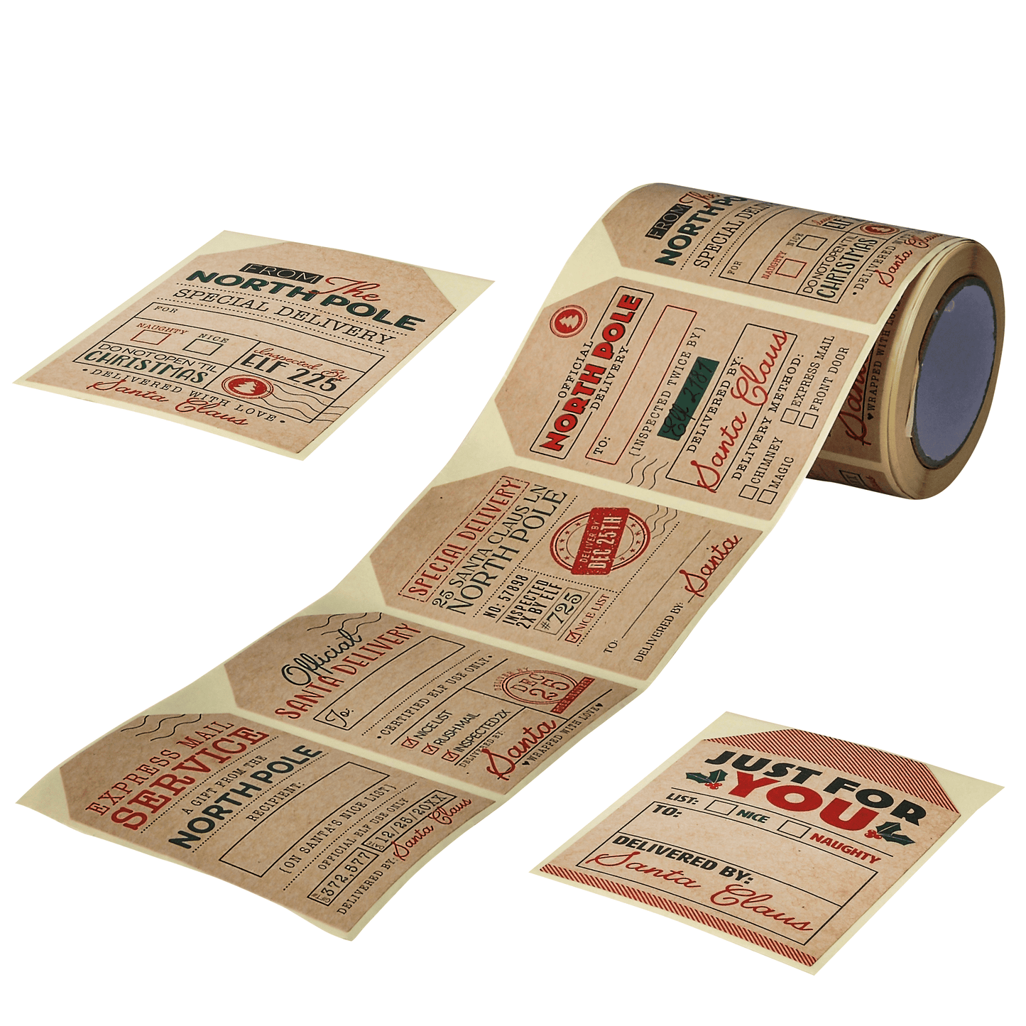 SYNCFUN Kraft Paper Sticker Roll - Post Christmas, 120 Pcs