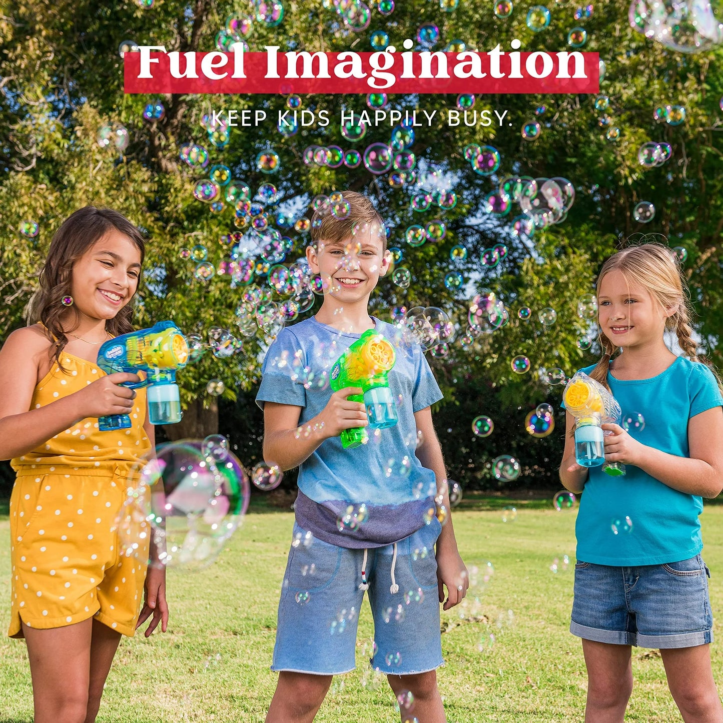 Syncfun 3 Pcs Bubble Gun for Kids,LED Light up Bubble Gun Blaster Toys for Kids Boys and Girls Outdoor Summer Game Party Favor