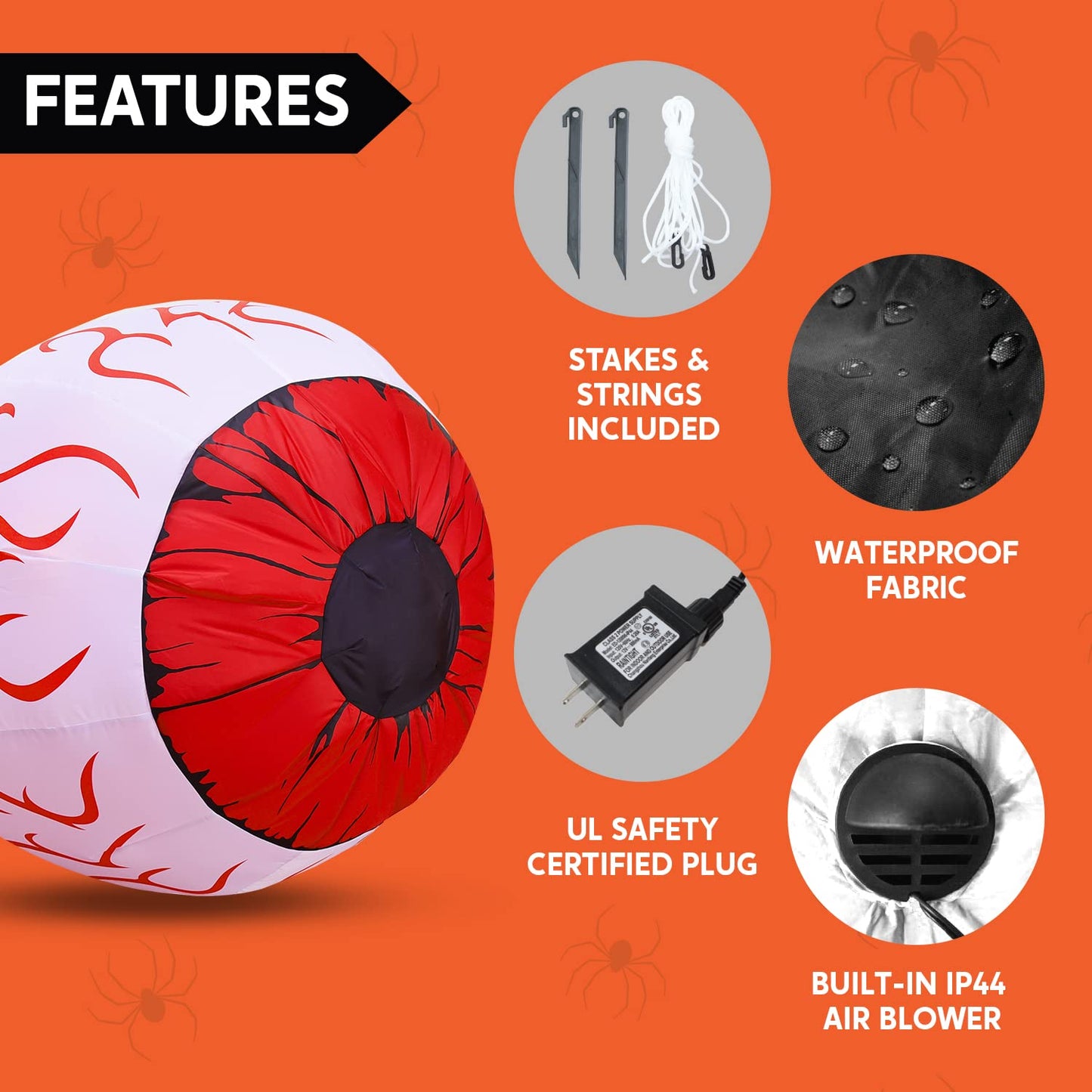 Syncfun 2 Pack Halloween Inflatable Huge Red Eyeballs with Build-in LEDs Halloween Blow up Yard Decorations,3 FT Diameter