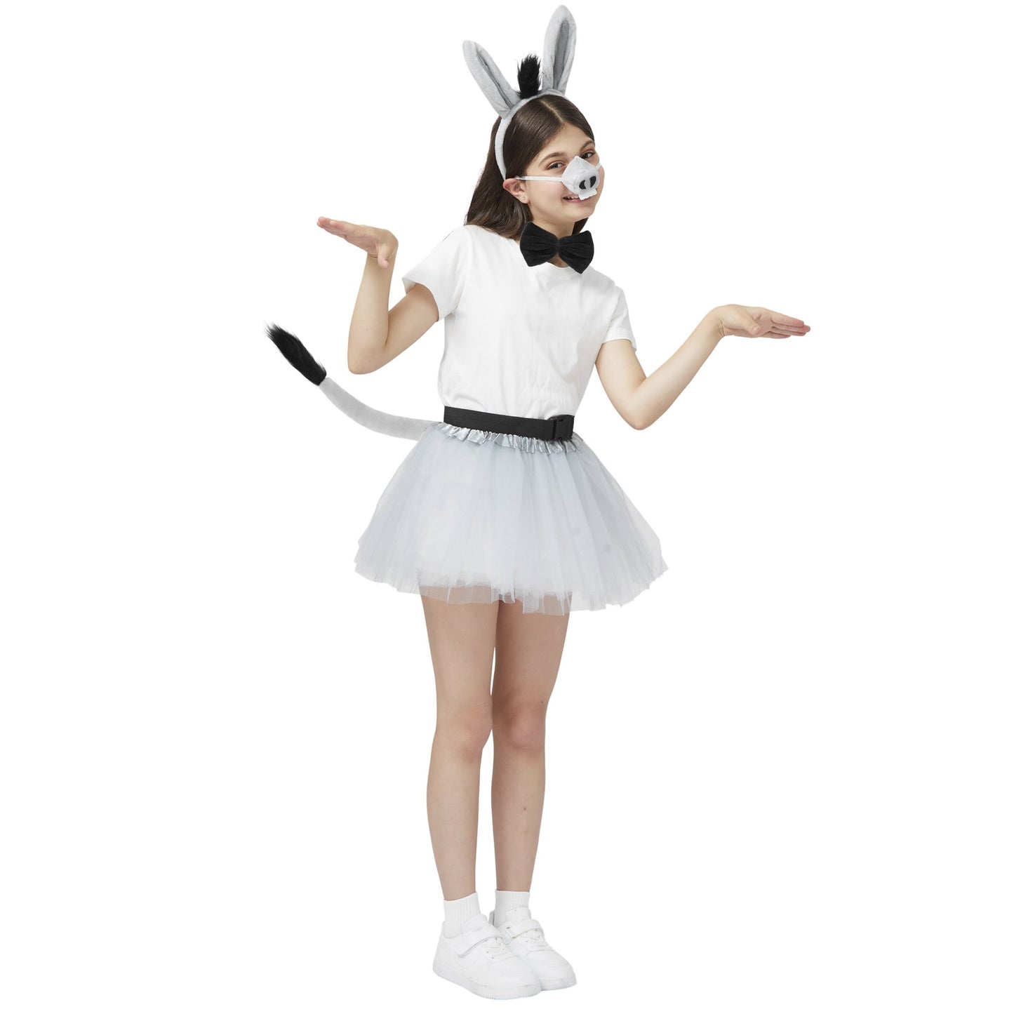Joyfy Halloween 4 PCS Donkey Costume Accessory Set for Adults and Kids, Cute Donkey Ears Headband, Halloween Animal Costume Accessories Set