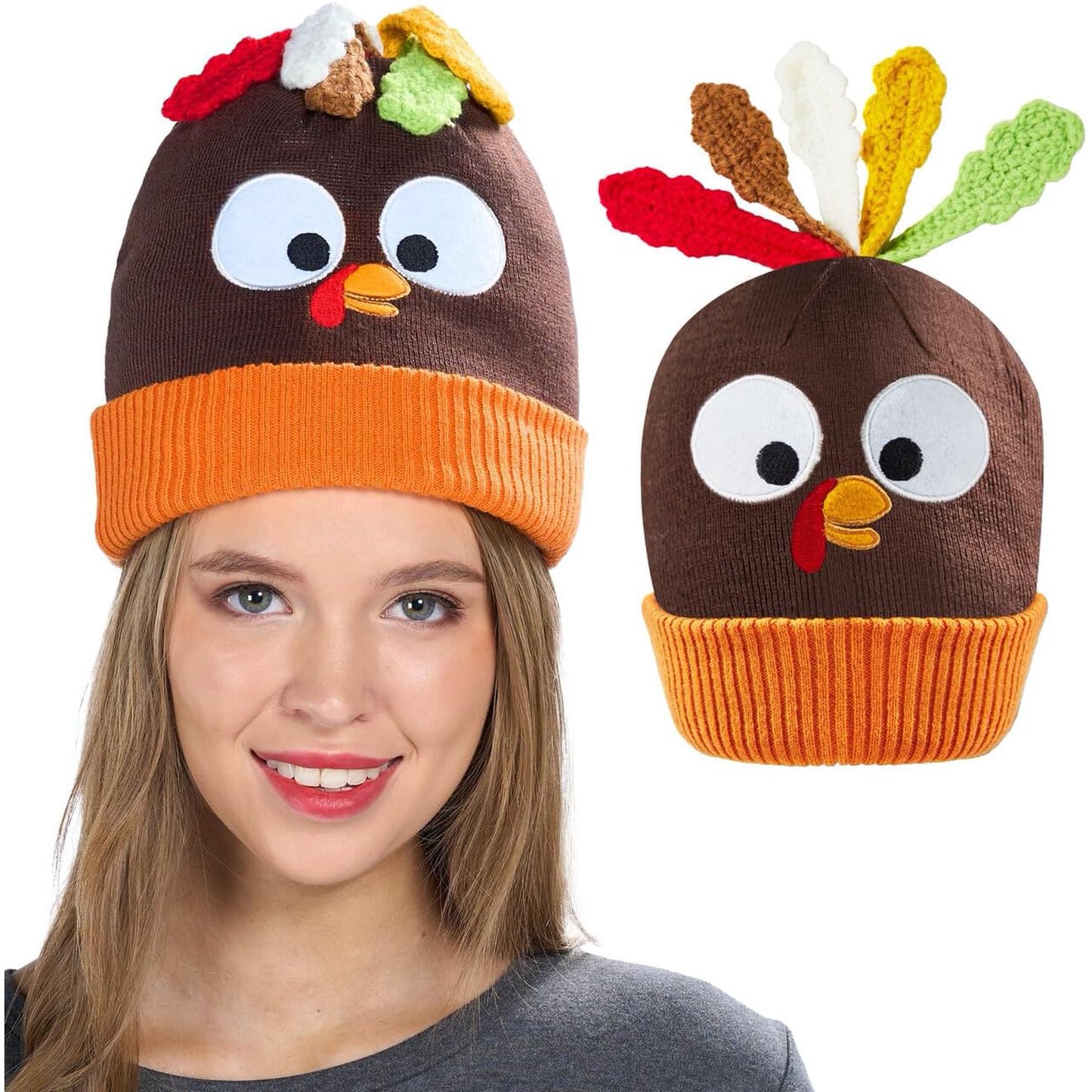Joyfy Thanksgiving Turkey Hat, Turkey Beanie Hat for Women & Man,Thanksgiving Beanie Hat Party Hats, Thanksgiving Accessories & Carnival Cosplay,Thanksgiving Party Favor Supplies