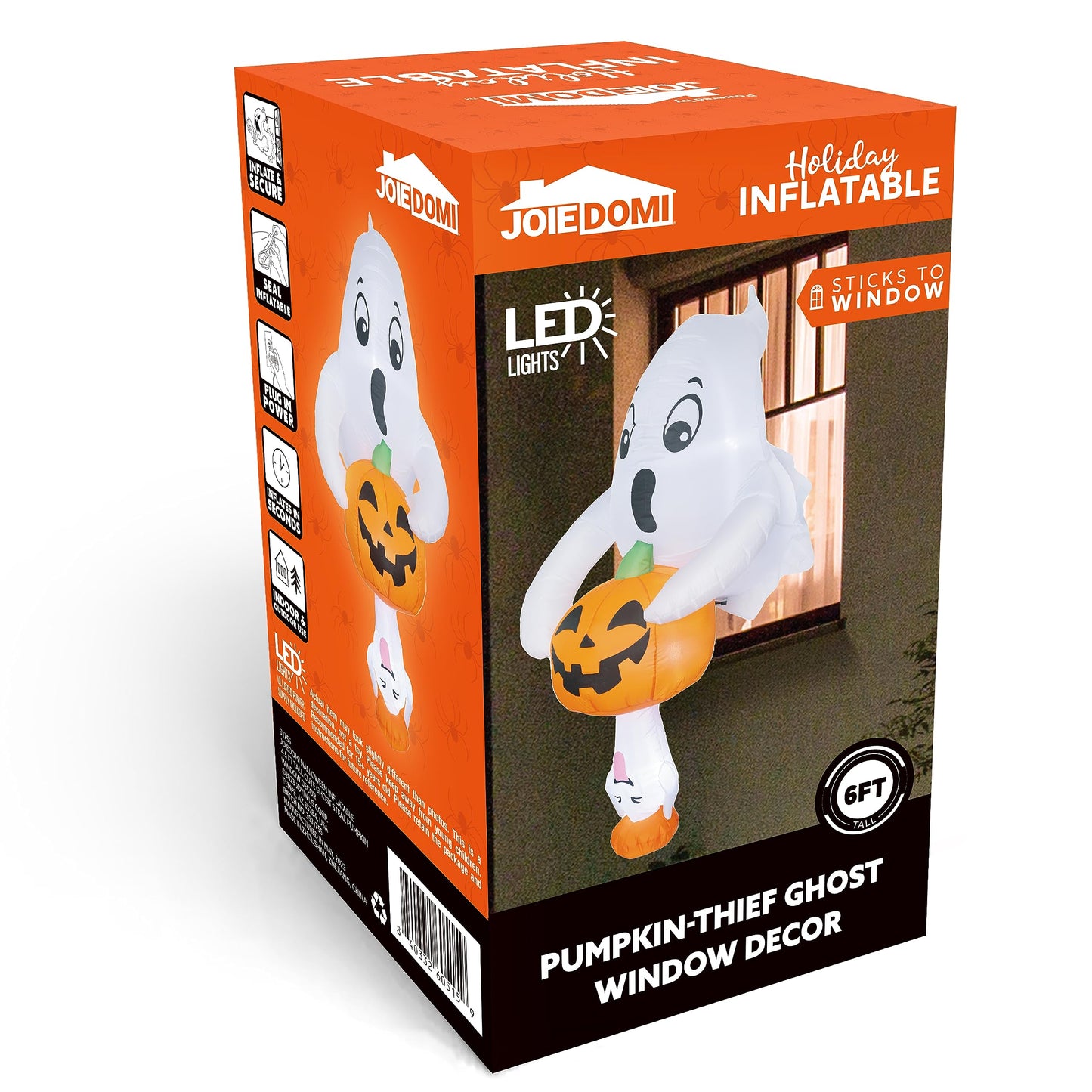 Syncfun 6 FT Halloween Inflatable Ghost Broke Out from Window with Built-in LED Blow Up Inflatable for Window Decoration Yard Garden Lawn Decor