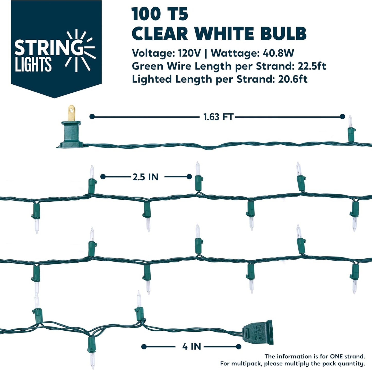 SYNCFUN Clear Christmas Lights,67.5FT 300(3x100)-Count Led Warm White Christmas String Lights,Connectable Green Wire Xmas Tree Lights for Indoor Outdoor Christmas Decorations Holiday Party Decor