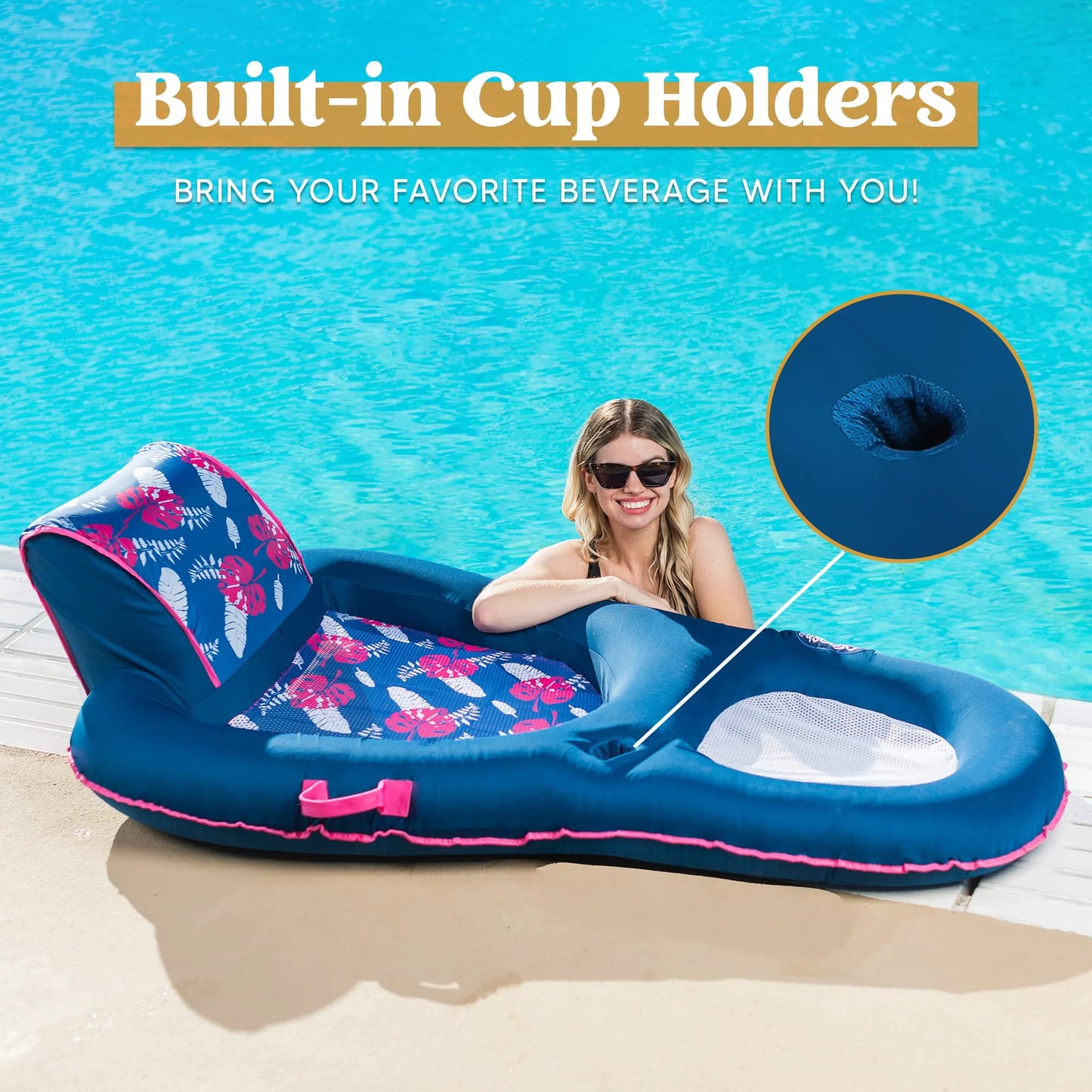 Syncfun Pool Floats Lounger, Inflatable Pool Float and Recliner with Headrest for Swimming Pool Party Toys, Pool Floaties for Adults