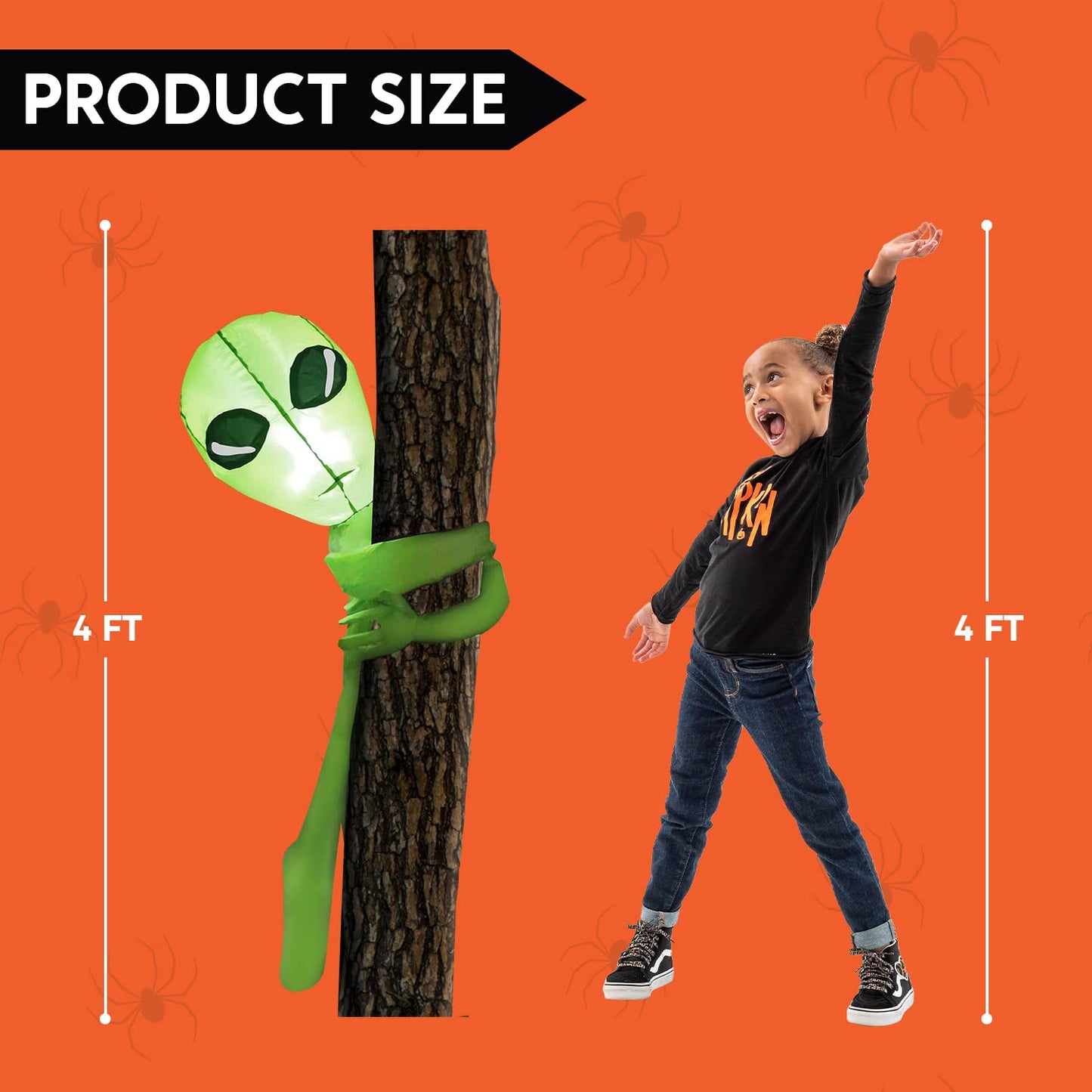 Syncfun 4 FT Halloween Inflatable Alien Tree Ghost Inflatable with Build-in LEDs,Outdoor Blow Up Inflatables Yard Decoration Decorations