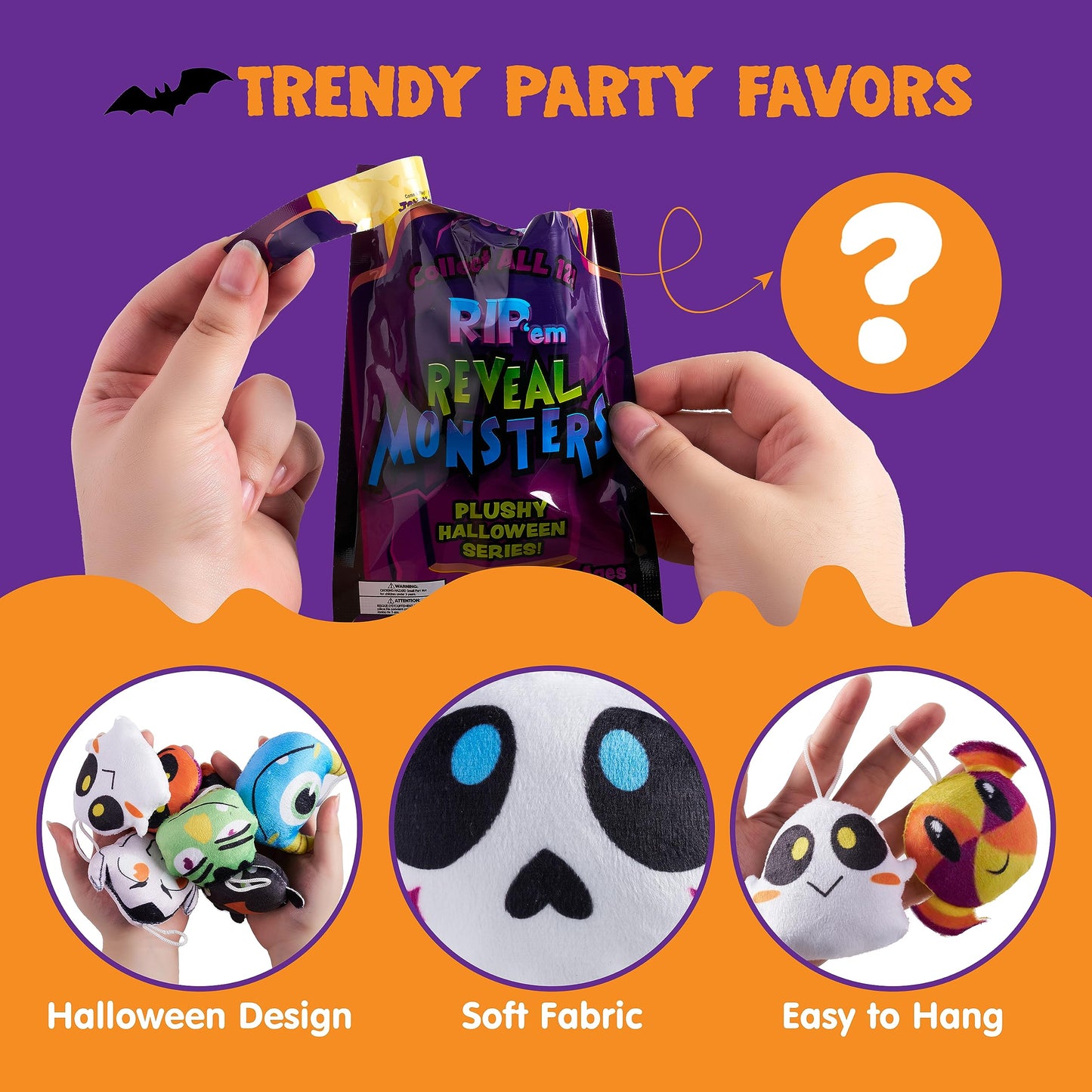 Sycnfun 12 Pcs Halloween Plush in Blind Bags,Halloween Mini Stuffed Animal for Goodie Bags Stuffers,Halloween Crafts for Kids,Halloween Treats Prizes,Trick or Treat Gift Exchange