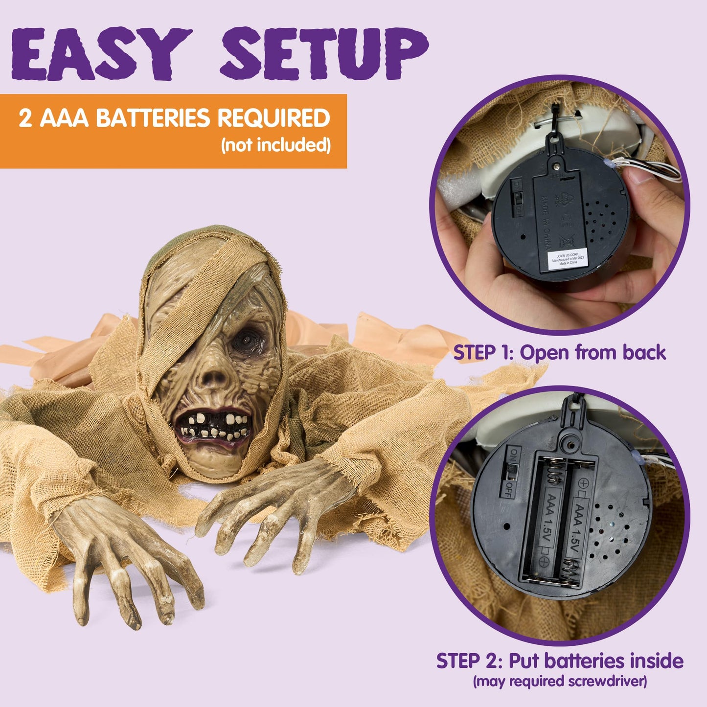 Joyfy Halloween Groundbreaker Halloween Decorations Zombie with Sound and Flashing Eyes,Outdoor Scary Halloween Yard Decorations,Haunted House Decorations