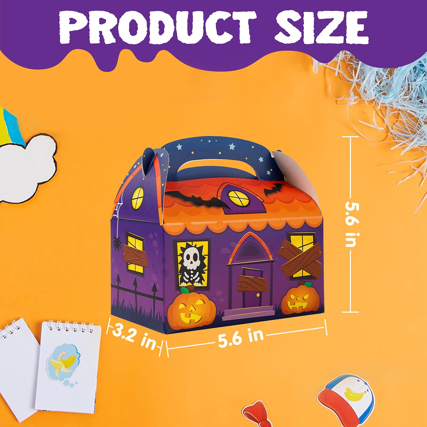 Joyfy 24 Pcs Halloween Treat Boxes,Cardboard Paper Halloween Candy Boxes with Carry Handles,Halloween Candy Boxes Party Favors,Cookies Goodie Bags