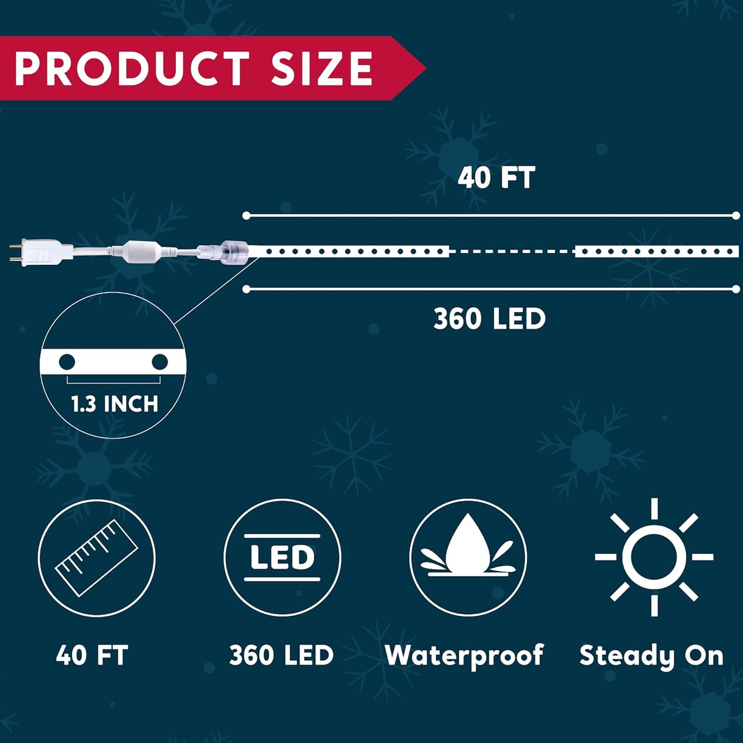 Joyfy 40FT 360 LED Candy Cane Rope Lights Christmas Outdoor Decoration Light,Red and White Christmas Lights Led Lights Light Up Candy Canes for Christmas Yard Holiday Decor