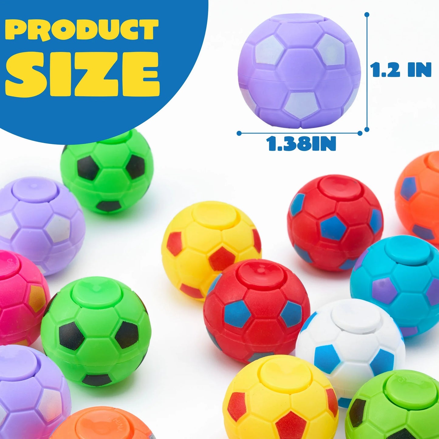 36 Pack Soccer Party Favors for Kids Fidget Spinners Balls Fidget Toys Bulk, Goodie Bags Stuffers, Treasure Box Toys for Classroom, School Reward