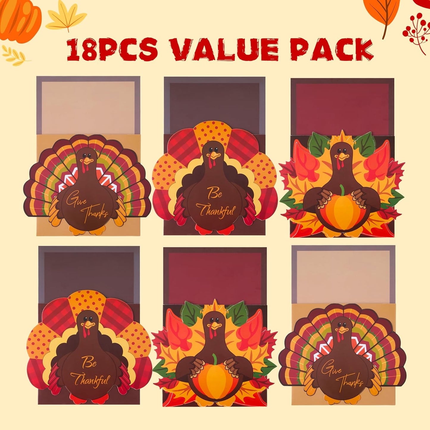 Joyfy 18 Pcs Thanksgiving Table Decorations for Cutlery Holders,Fall Party Favor Supplies