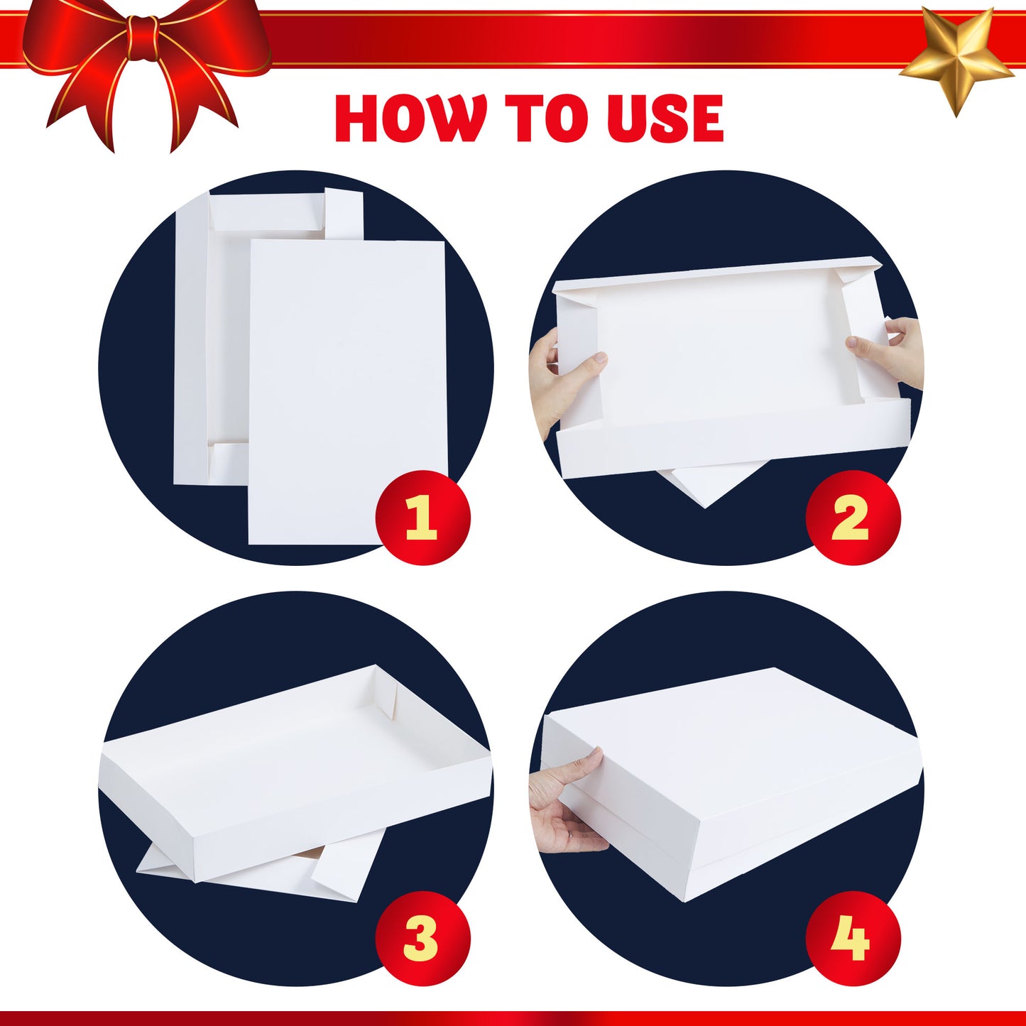 Joyfy 12 Pcs White Gift Boxes with Lids for Sweaters, Robes for Christmas, Holiday, Xmas, Father's Day, Birthdays Gift Wrapping, School Classrooms Party Favors Supplies