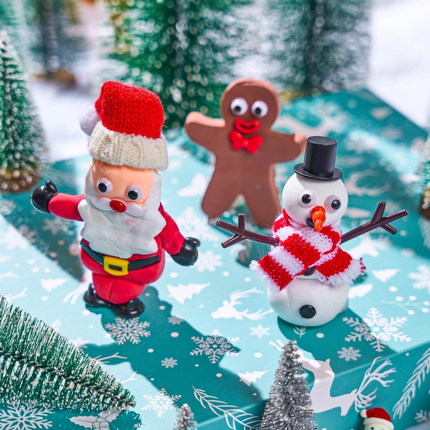 SYNCFUN 3 PCS Christmas Craft Kit, Christmas Snowman, Santa Claus and Gingerbread Man Craft Kit for Kids Xmas DIY Gifts, Arts and Craft Activities