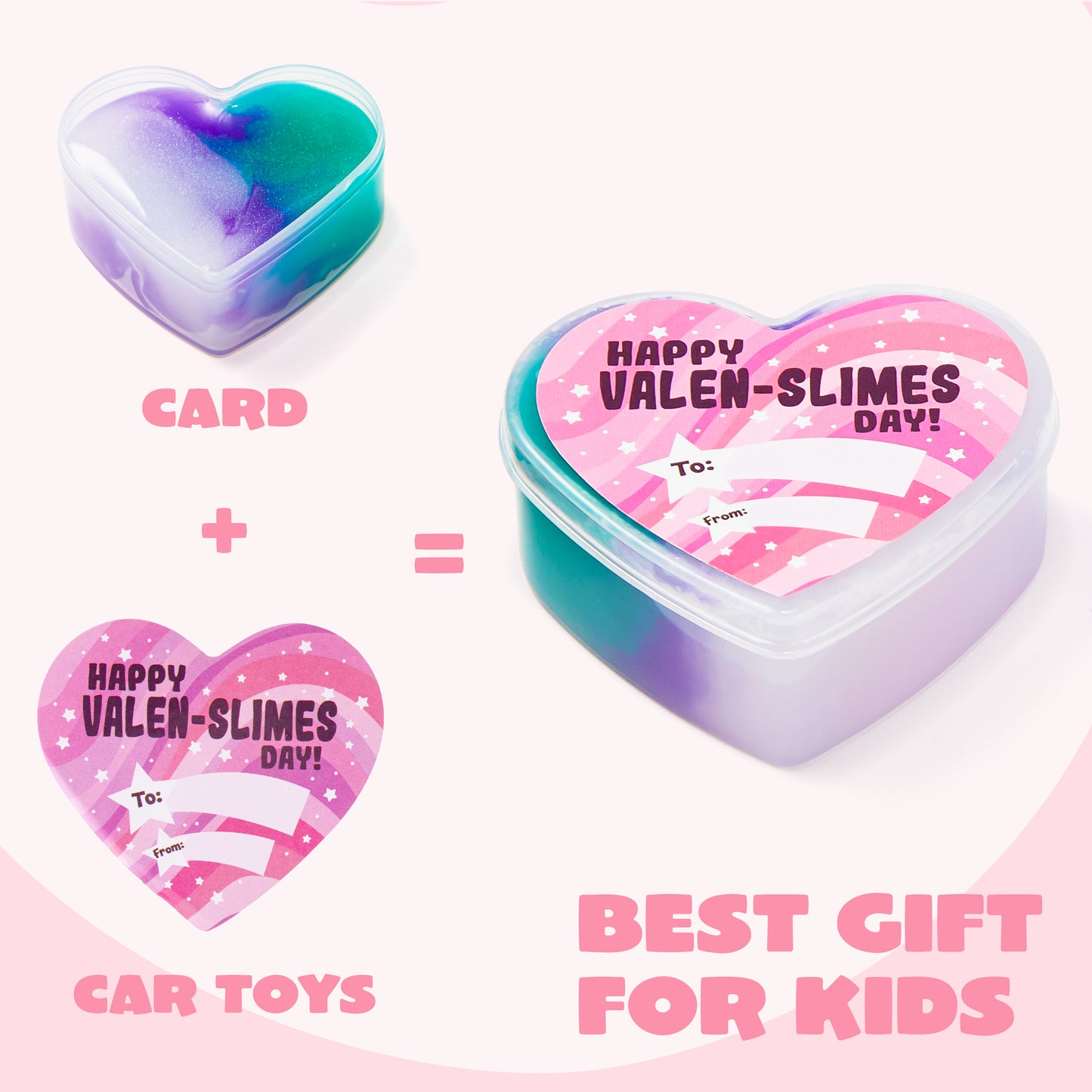 30 Valentines Day Galaxy Slime Hearts for Kids Valentine Classroom Exchange, Valentine Party Favors, Gift Exchange