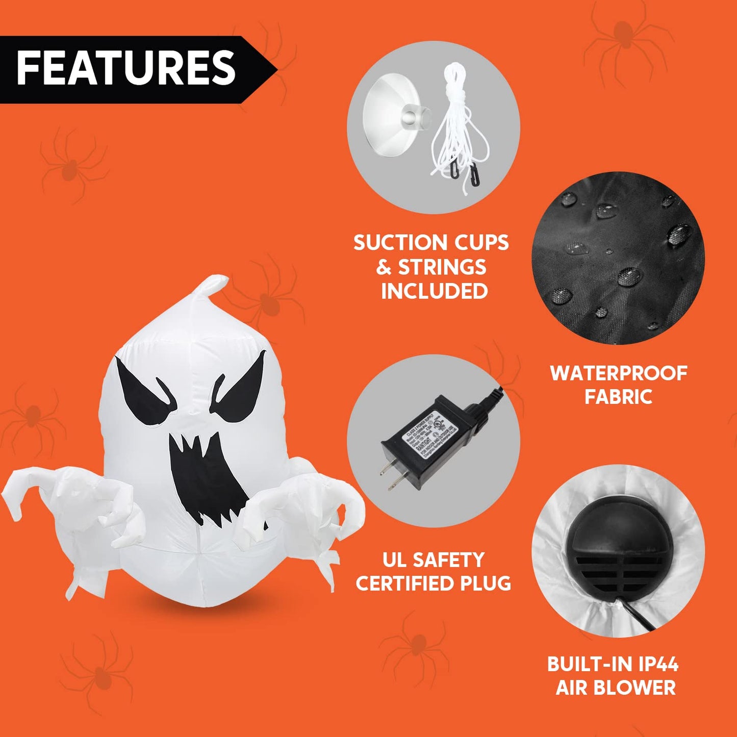 Syncfun 4.5 FT Halloween Inflatable Decorations Outdoor Scary Flying Ghost Broke Out from Window with Built-in LED Blow Up Inflatable for Window Decoration Yard Garden Lawn Decor