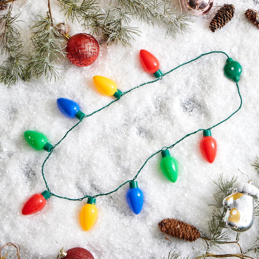 Joyfy 12 Pcs Christmas LED Light up Bulb Necklaces 9 Bulbs LED Necklaces Holiday Costume Accessories for Christmas Xmas Party Favor Party Supplies