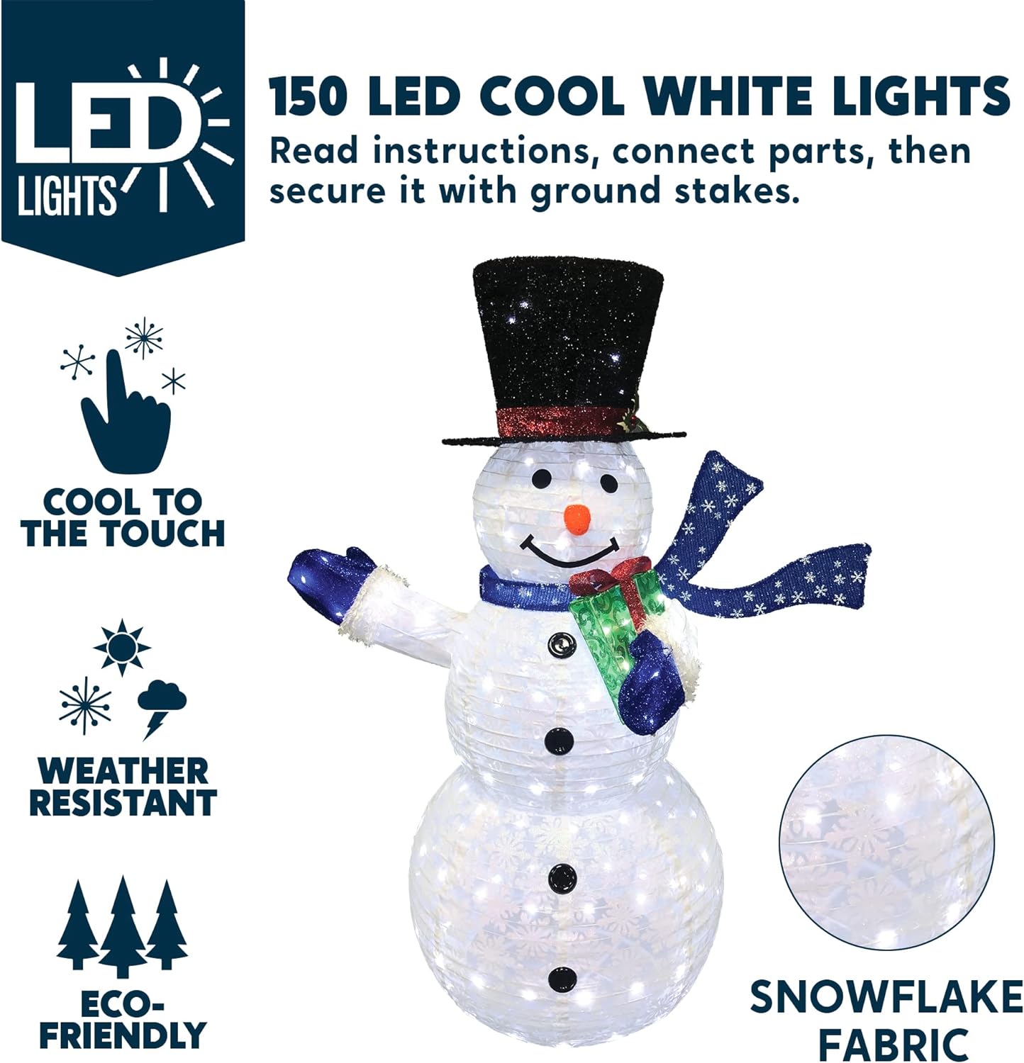 Syncfun 5 FT Snowman Yard Light Christmas Outdoor Decorations,150 LED Snowman Christmas Decorations,Christmas Yard Light with Stakes Holiday Decor