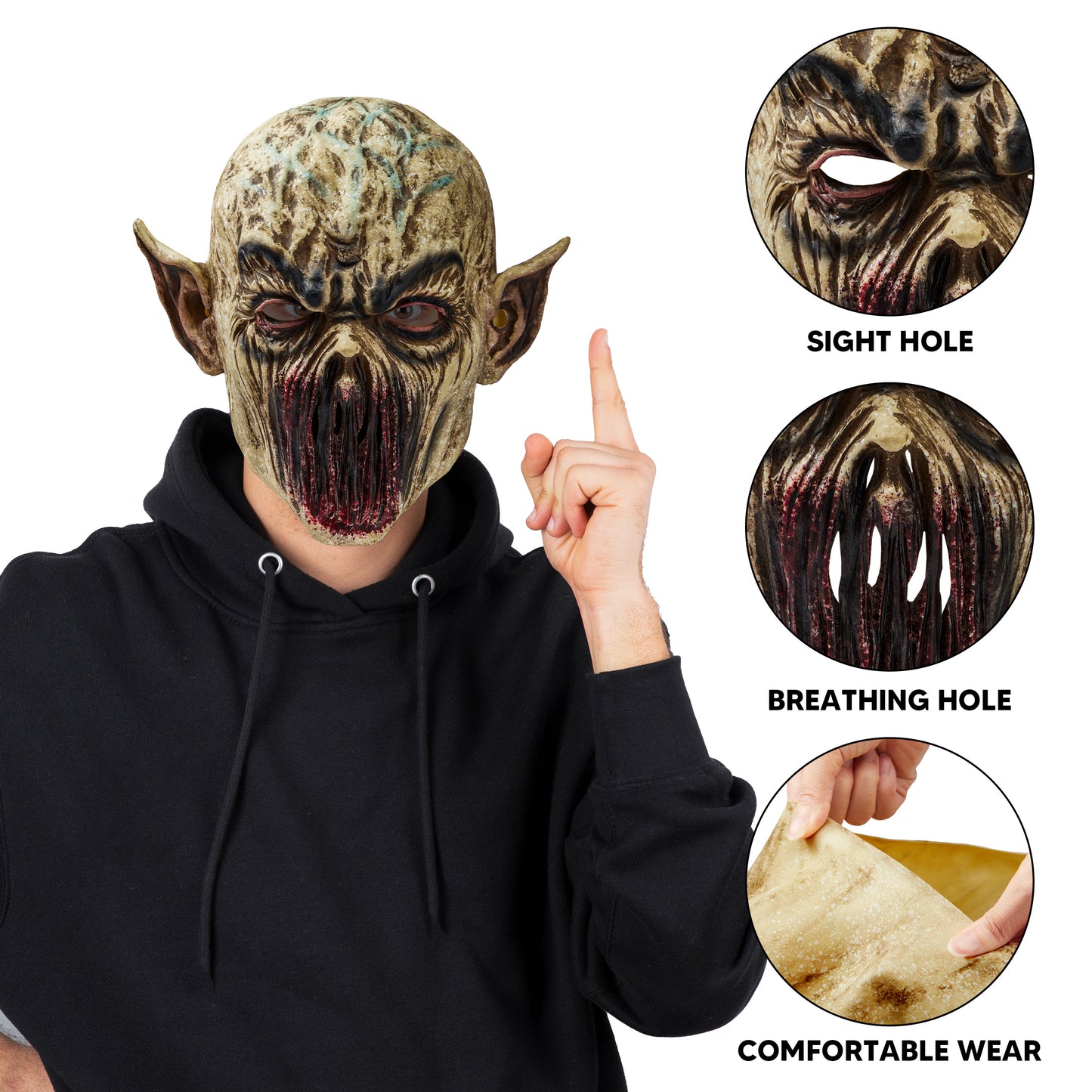 Joyfy Halloween Costume Accessory Creepy Scary Halloween Cosplay Costume Mask Weird Latex Bald Cap for Adults Party Cosplay Accessories Dress Up