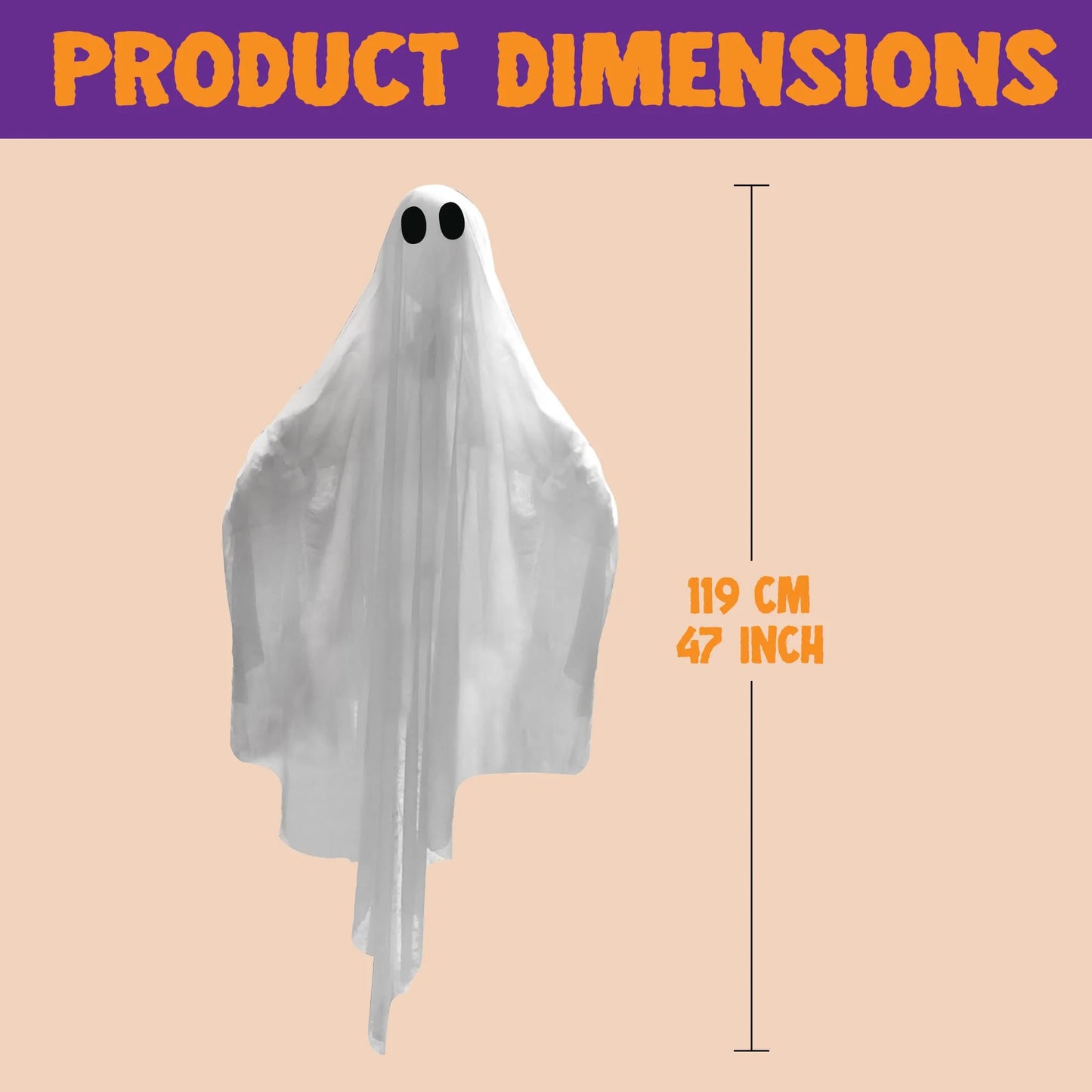 Syncfun 47 Inch Hanging Ghosts Halloween Decor,Halloween Light up White Ghosts with Spooky Blue LED Light,Halloween Outdoor Yard Porch Decorations,Haunted House Decorations
