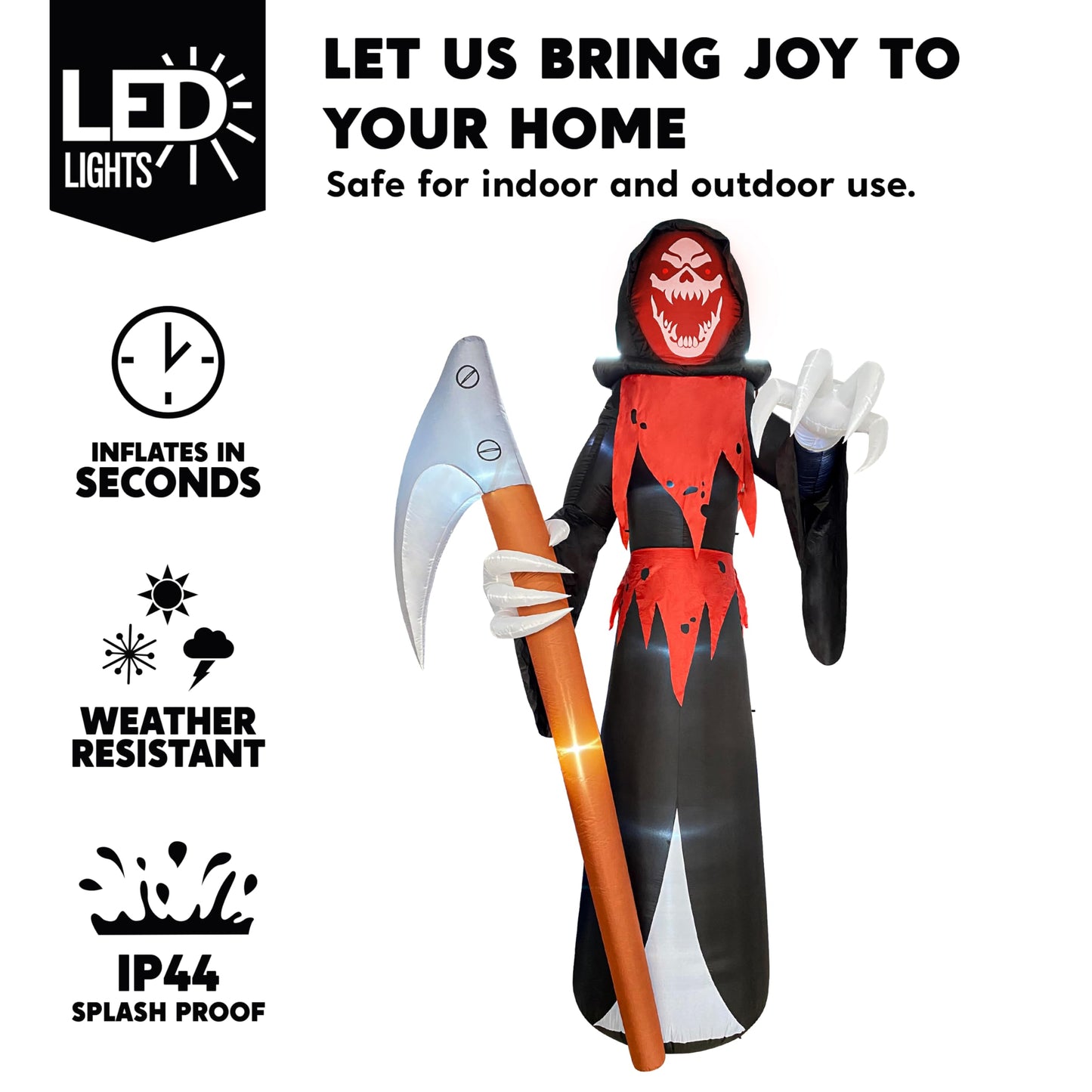 Syncfun 12 FT Halloween Inflatable Giant Grim Reaper Decoration with Built-in LEDs,Grim Reaper with Scythe Halloween Decorations Outdoor Blow Up Yard Lawn Decoration