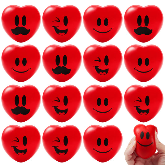 15 PCS Valentines Day Heart Shaped Stress Relief 3“ Balls for Kids Party Favors, School Classroom Exchange Prizes Gift