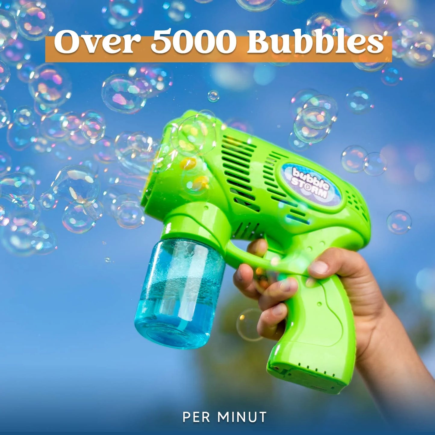 JOYIN 2 Bubble Guns with 2 Bottles Bubble Refill Solution (10 oz Total), Bubble Machine for Toddlers 1-3, Bubble Blaster Party Favors, Summer Toy, Outdoors Activity, Easter, Birthday Gift
