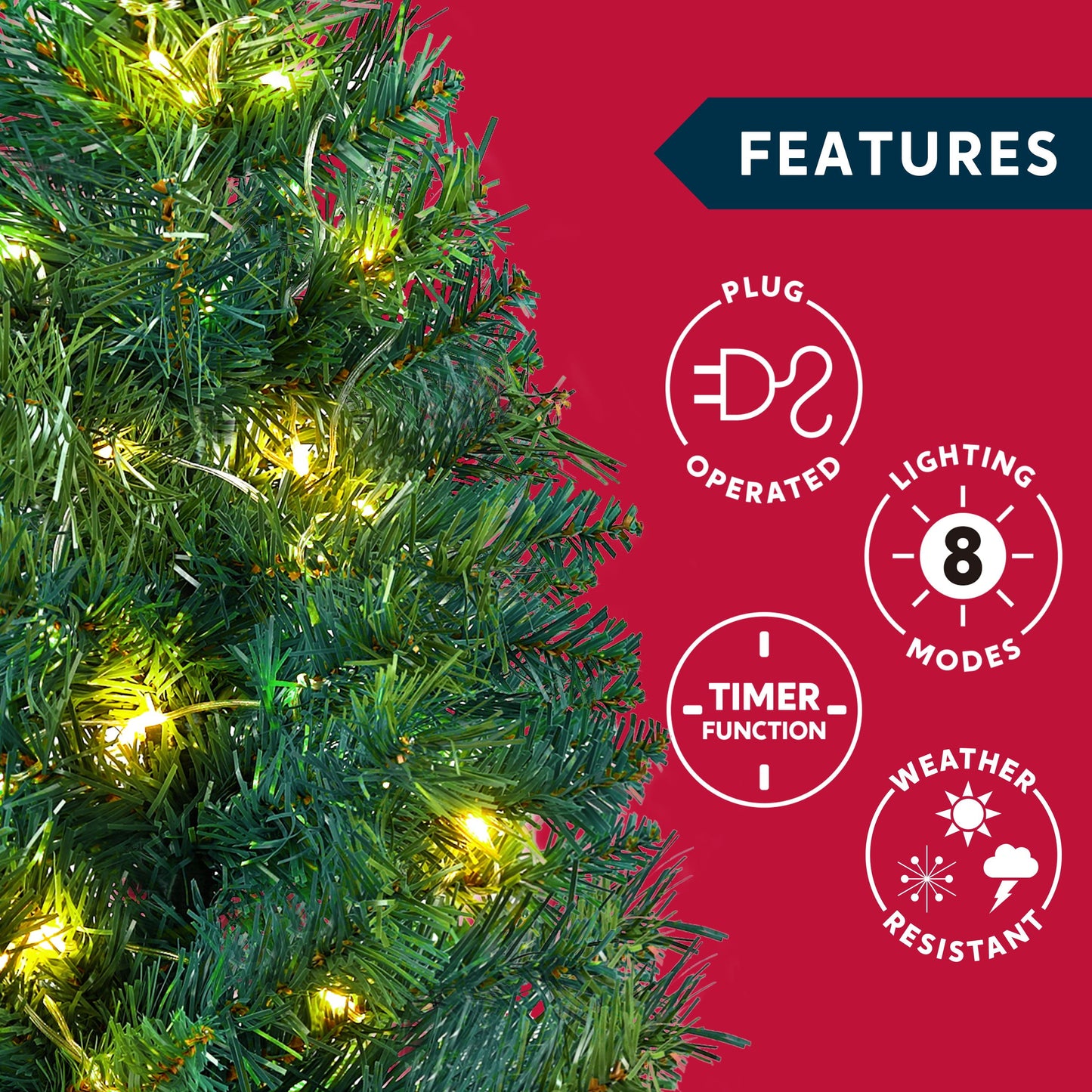 24" Small Christmas Tree with LED Warm Lights, Table Top Christmas Tree Pre-lit Artificial Xmas Tree, Green Mini Tree for Christmas Decorations Indoor Xmas Party Decor