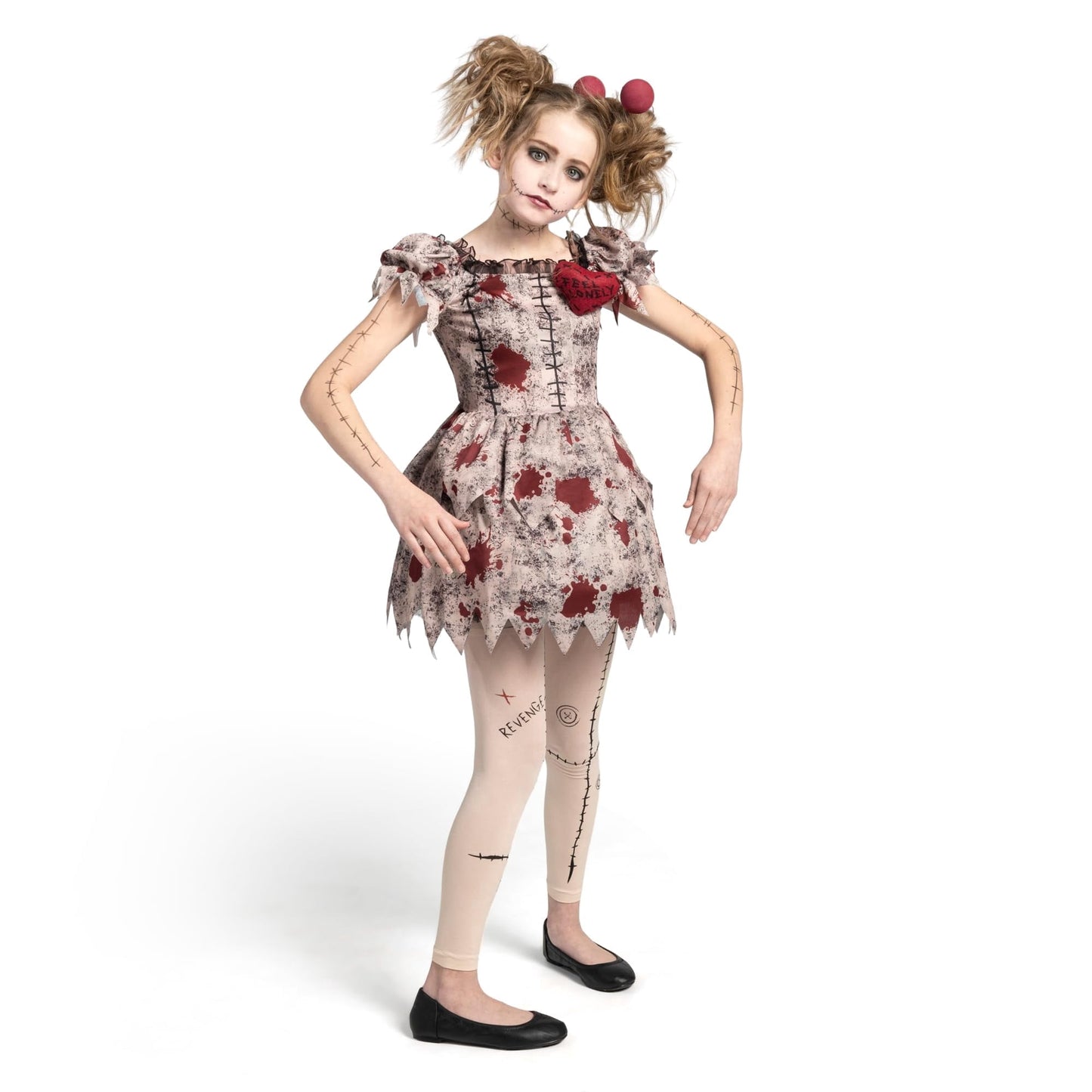 Joyfy Voodoo Costume for Girls, Voodoo Doll Dress Halloween Scary Costume for Kids Halloween Dress up Fancy Dress Cosplay Party