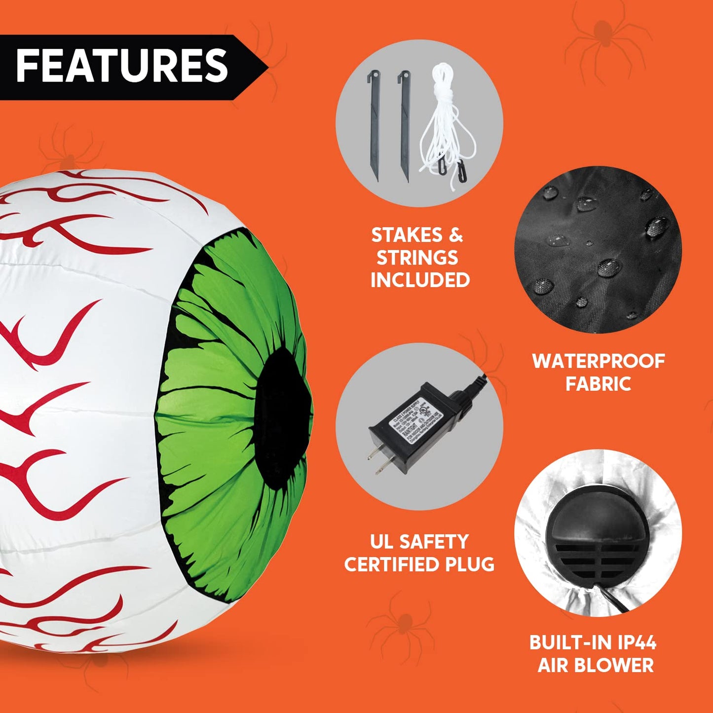 Syncfun 2 Pack Halloween Inflatable Huge Green Eyeballs with Build-in LEDs Halloween Blow up Yard Decorations,3 FT Diameter