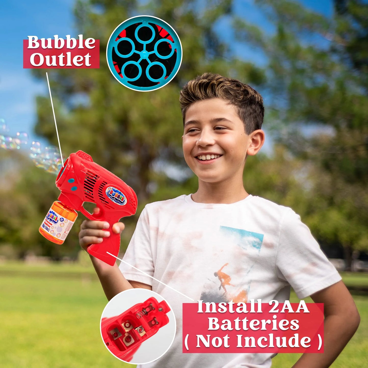 Syncfun 2 Pcs Bubble Gun for Kids,10 oz Bubble Gun with Refill Solution,Automatic Bubble Guns for Kids,Party Favors,Birthday Gift,Easter