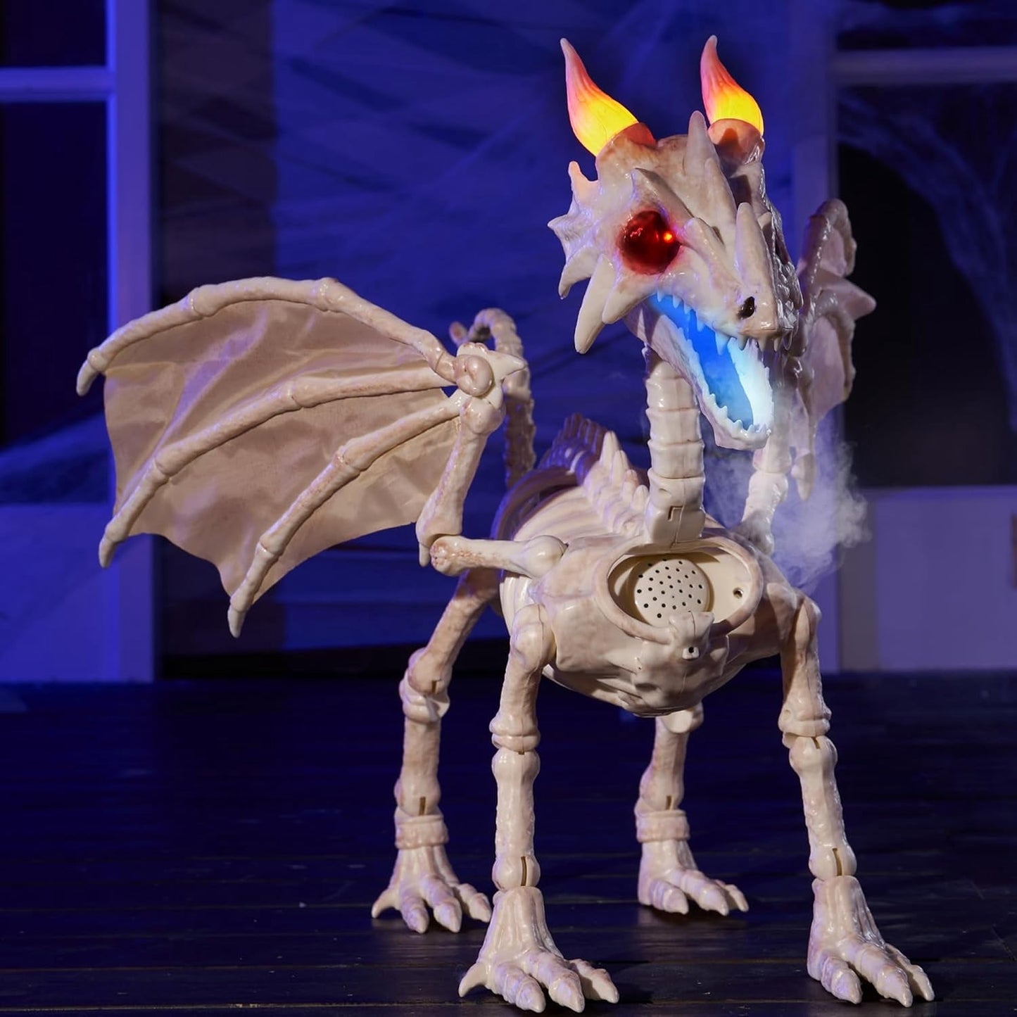 Joyfy 23.6  Dragon Skeleton Halloween Decoration, Posable Plastic Animals Halloween Skeleton for Indoor Outdoor Halloween Decorations, Haunted House Party Props