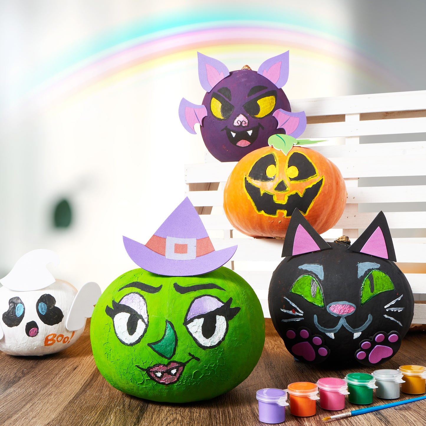 Syncfun 3D Halloween Stickers Pumpkin Decorations Kit,Glowing in The Dark Pumpkin Face Stickers for Halloween Party Supplies Games,Halloween Crafts for Kids