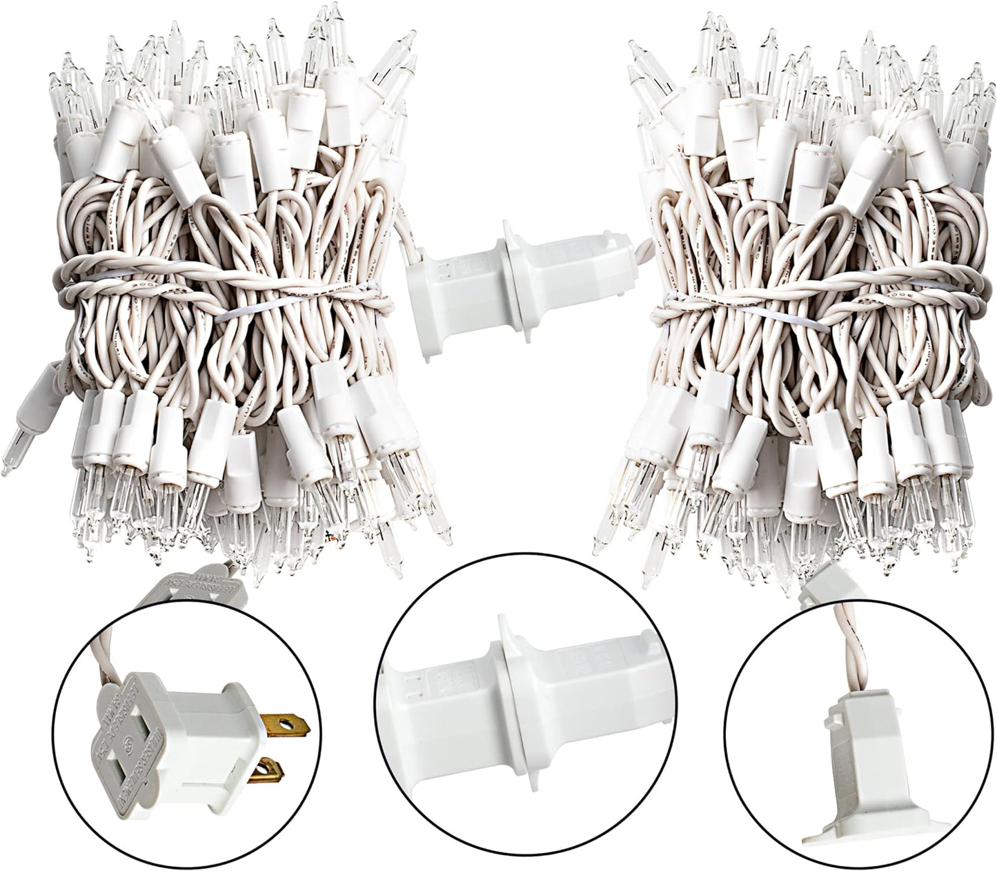 SYNCFUN Clear Christmas Lights,39FT 200(2x100)-Count Led Clear White Christmas String Lights,Connectable White Wire Xmas Tree Lights for Indoor Outdoor Christmas Decorations Holiday Party Decor