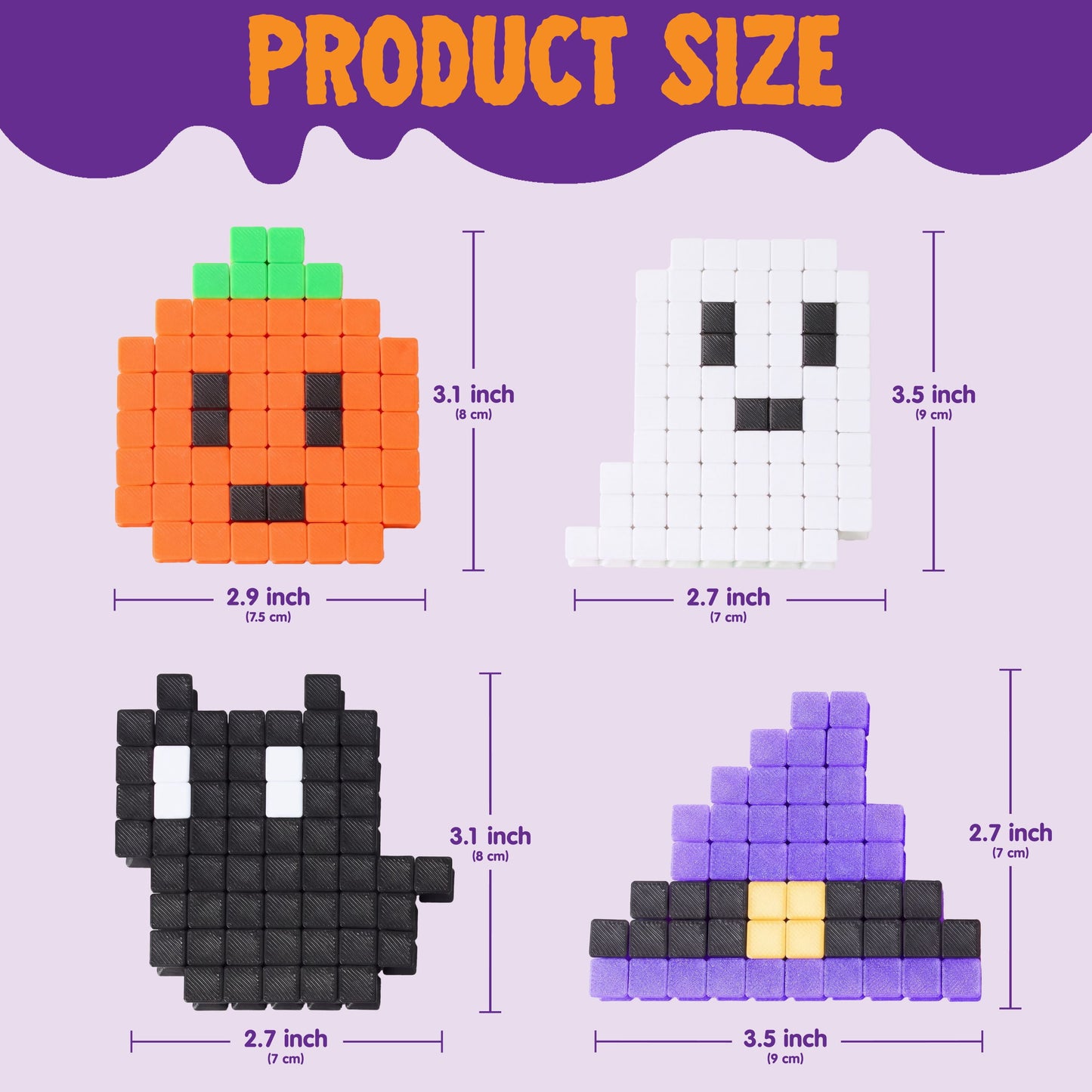 Joyfy Halloween themed 3D printed stress relieving toys, 4 pieces per pack