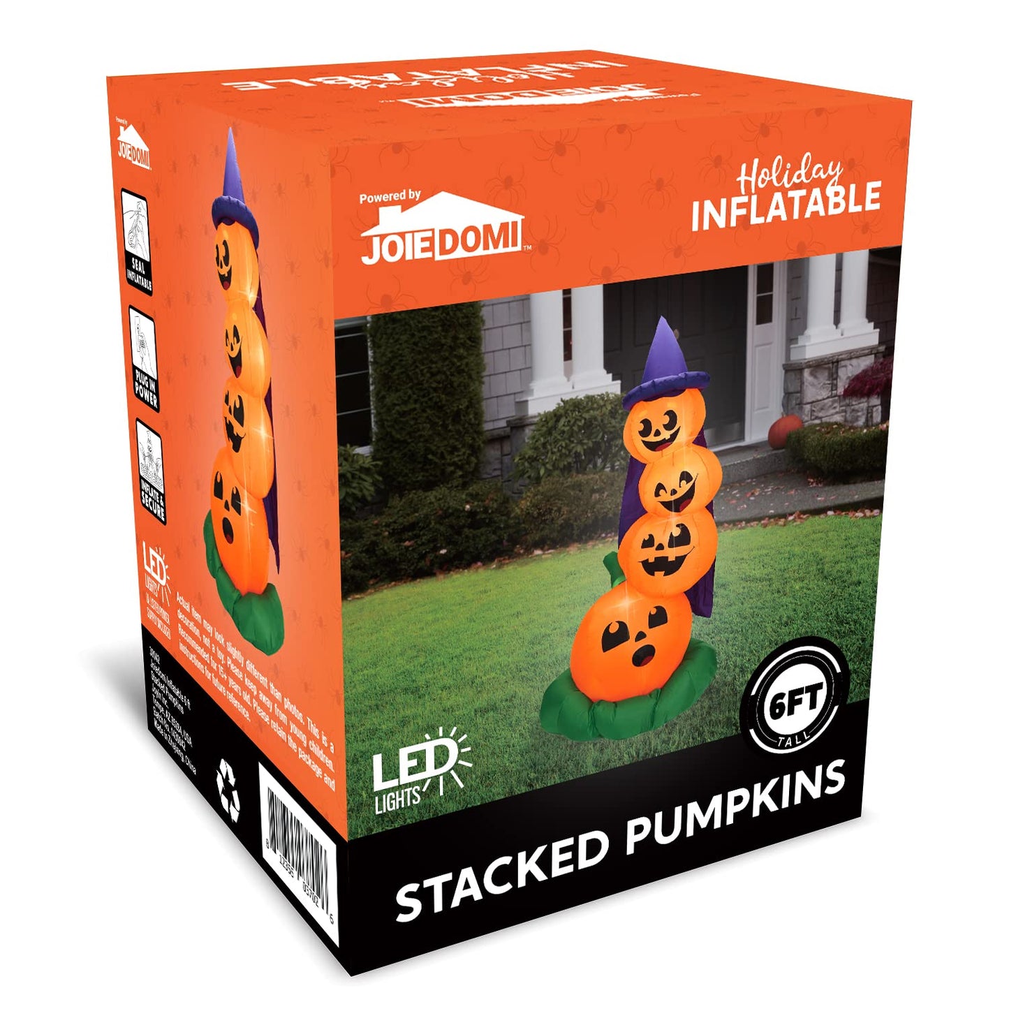 Syncfun 6 FT Halloween Inflatables Stacked Pumpkins with Build-in LEDs for Porch,Halloween Pumpkin Decor Blow up Yard Decorations