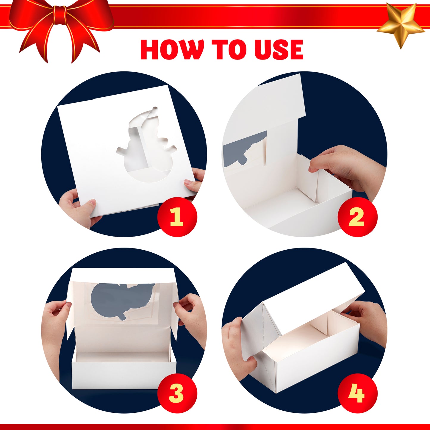Joyfy 24 Pcs Christmas Cookie Boxes, Plain White Treat Boxes with Window 9’’x 6’’x 3’’ Bakery Gift Warpping Box for Xmas Holiday Party Favor Pastries, Cupcakes, Cookies, Donuts Gift-Giving