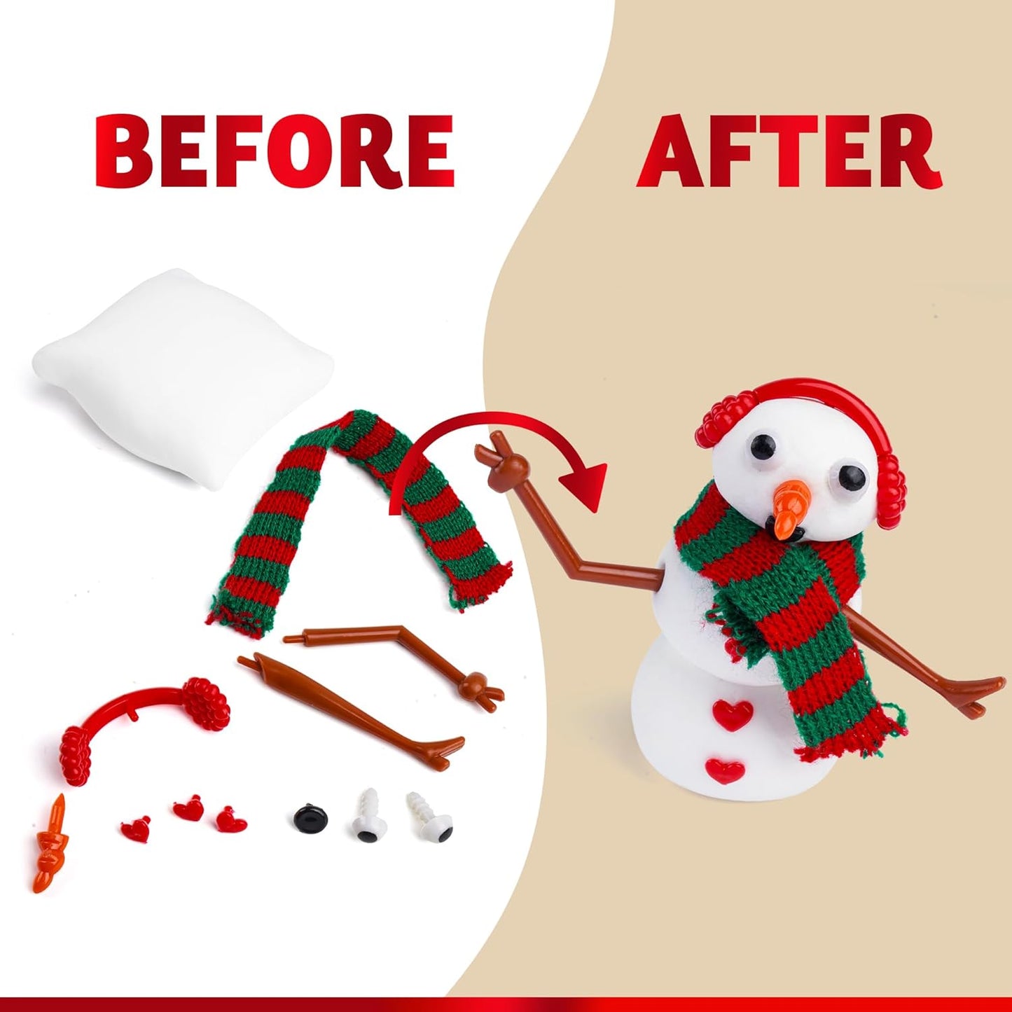 SYNCFUN 3 Pack DIY Snowman Christmas Craft Kit Christmas Build Your Snowman Craft Kit for Xmas Arts and Craft Activities