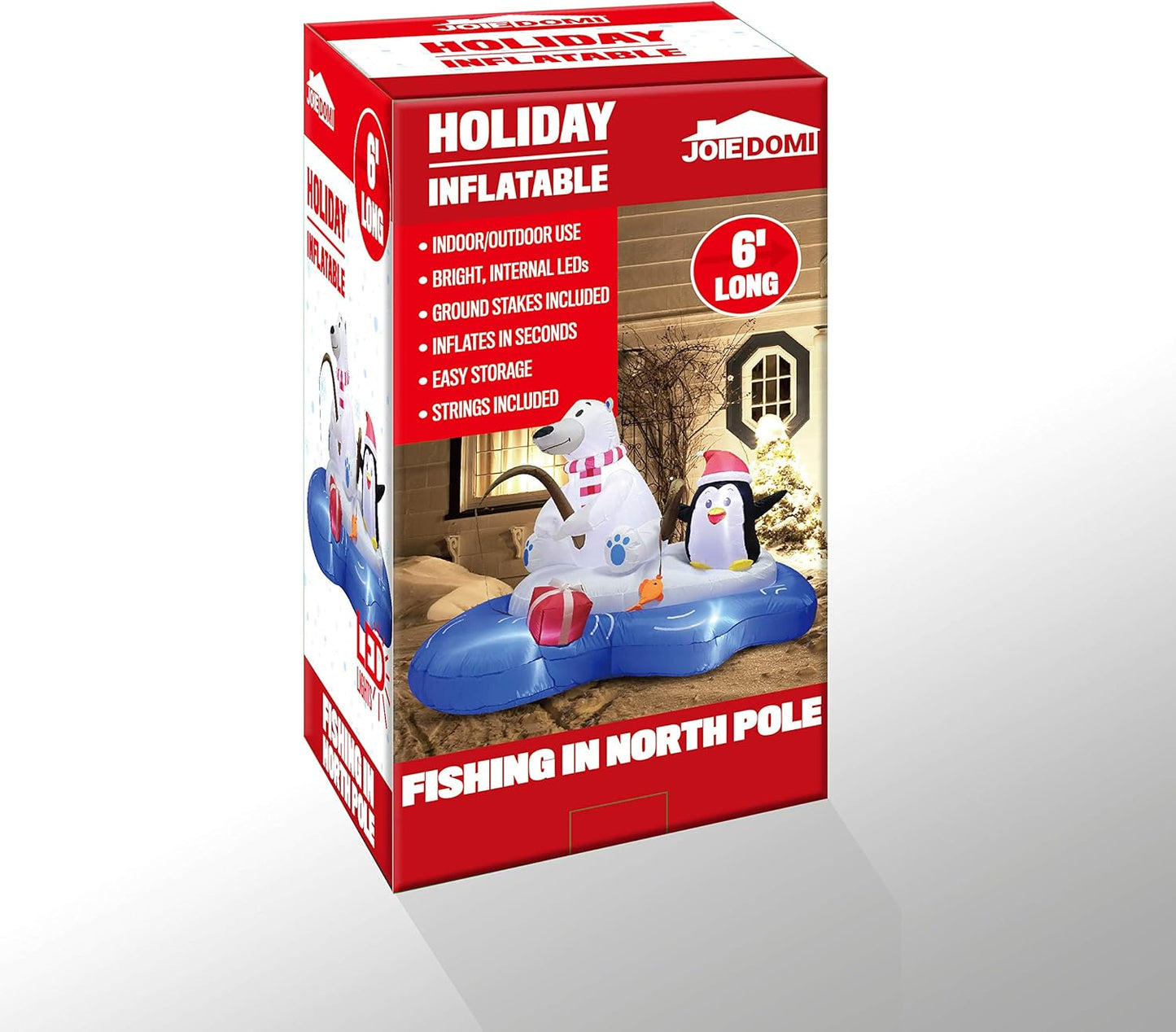 Joyfy 6 FT Christmas Inflatables Polar Bear Fishing with Penguin Outdoor Decorations,Christmas Blow Ups Yard with Built-in LEDs for Holiday Party Garden Lawn Decor