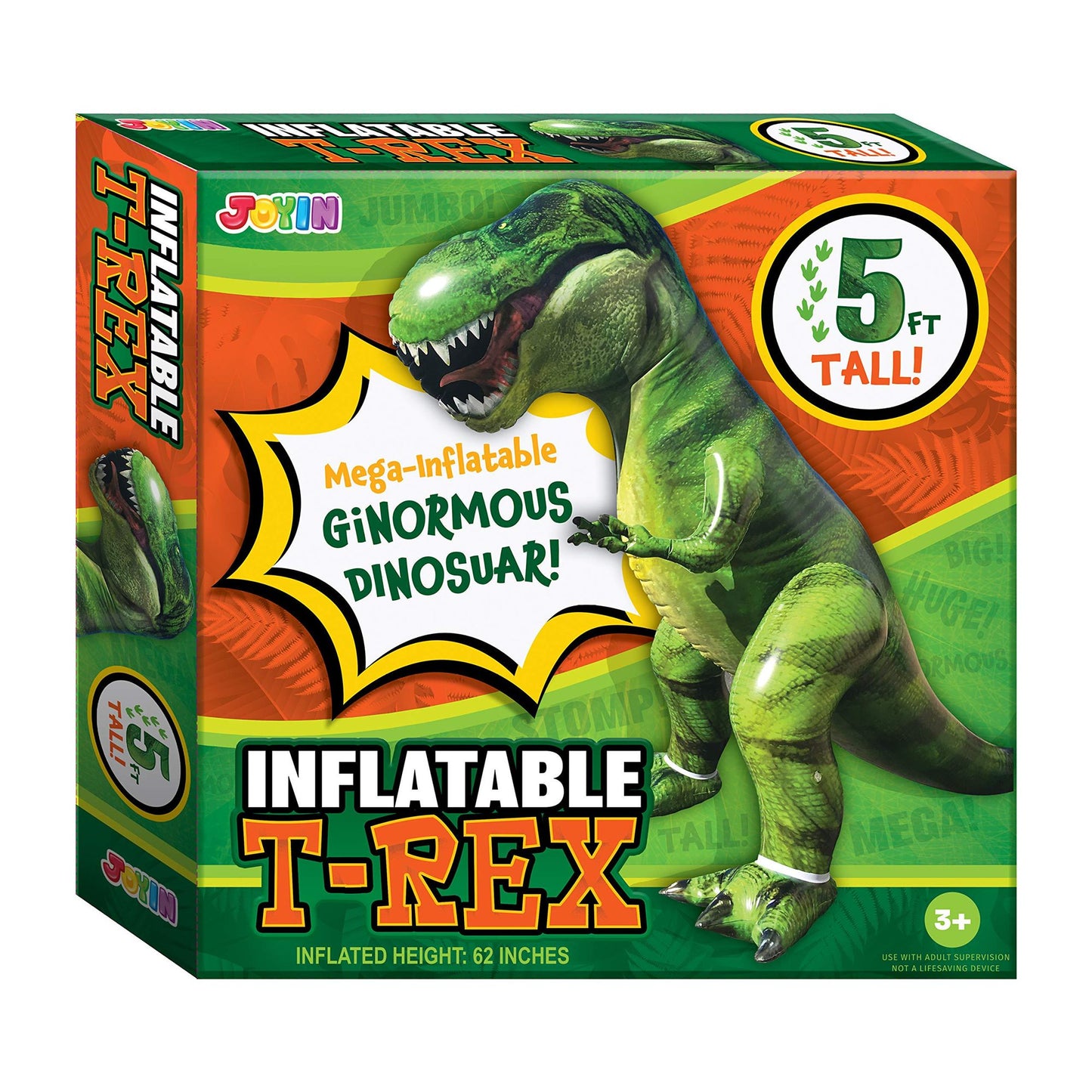 JOYIN 62" Giant T-Rex Dinosaur Inflatable for Party Decorations, Birthday Party Gift for Kids and Adults (Over 5Ft. Tall)