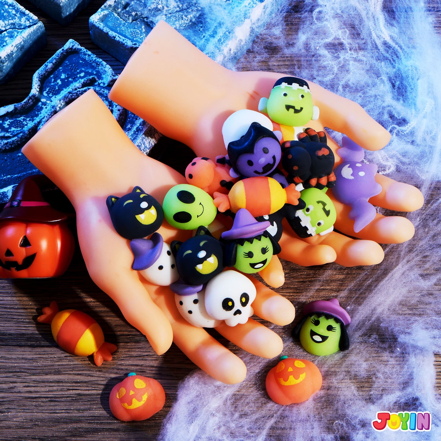 Joyfy 24 Pcs Halloween Mochi Squishy Toys,Squishy Toys for Kids,Halloween Classroom Favors Prizes Party Favors,Claw Machine Filler for Kids,Stress Relief Toys