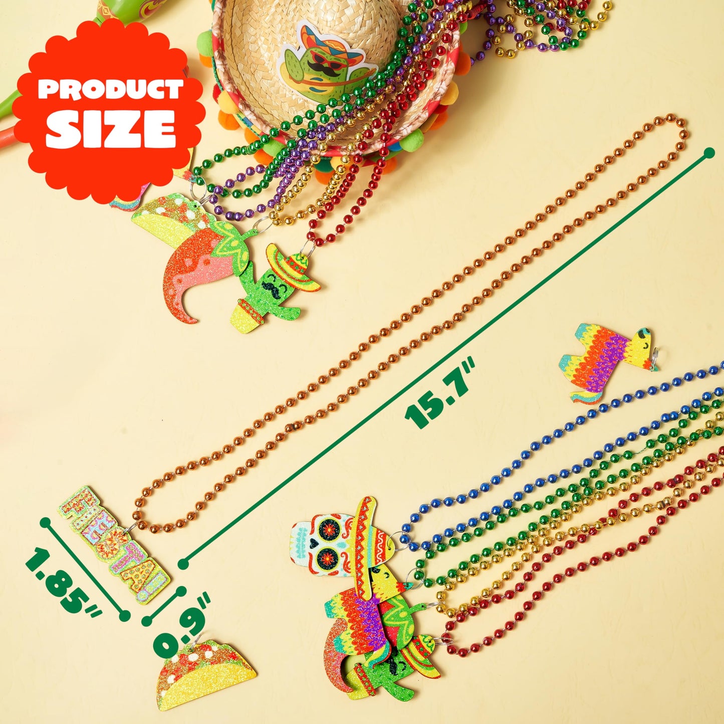 6 PCS Cinco de Mayo Beaded Necklaces for Party Decorations, Fiesta Beaded Necklace for Mexican Themed Bachelorette Party Favors